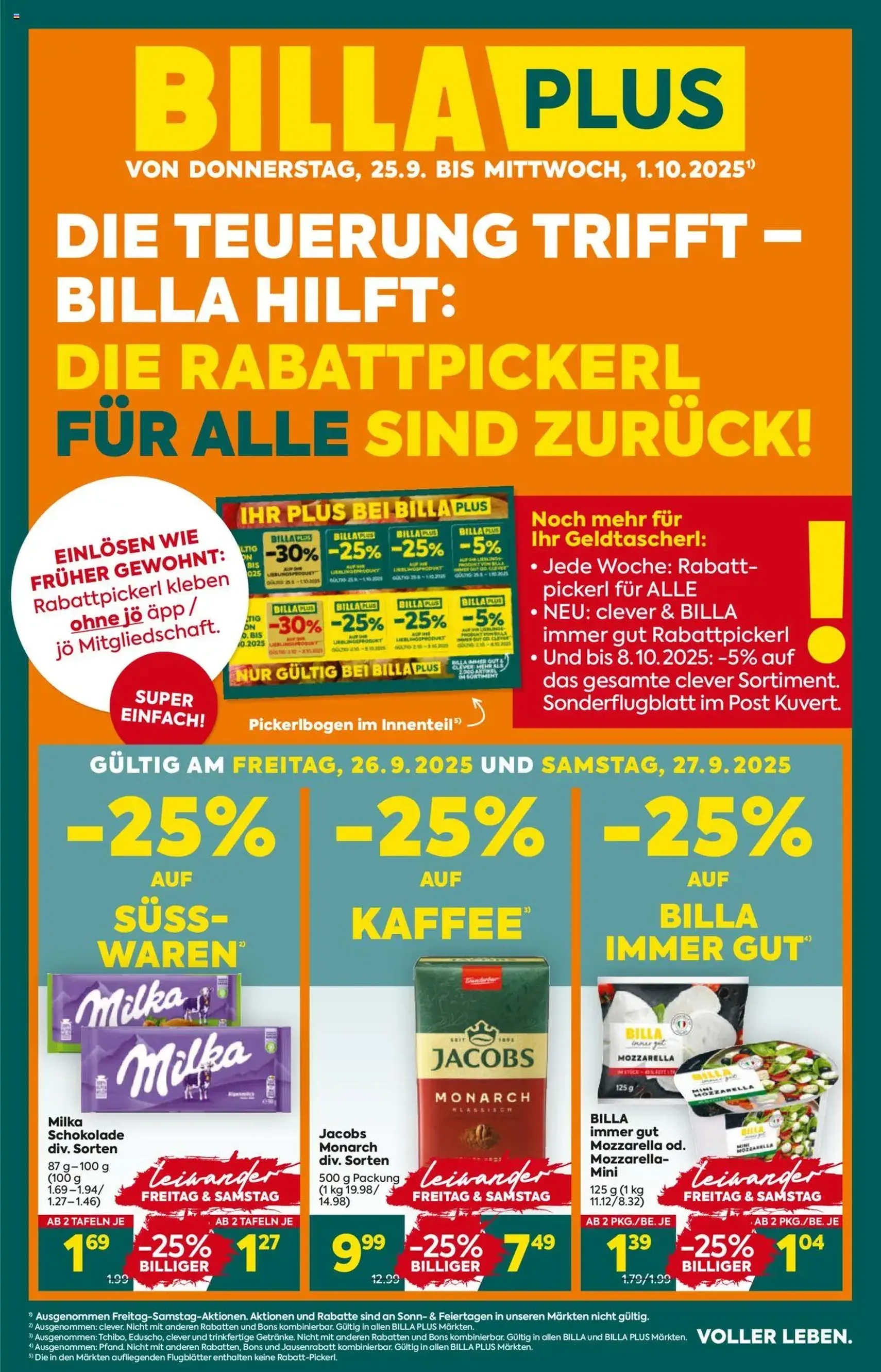 Billa Plus Flugblatt - Gültiger Prospekt ab 25.09.2025, Seite 1 von insgesamt 16