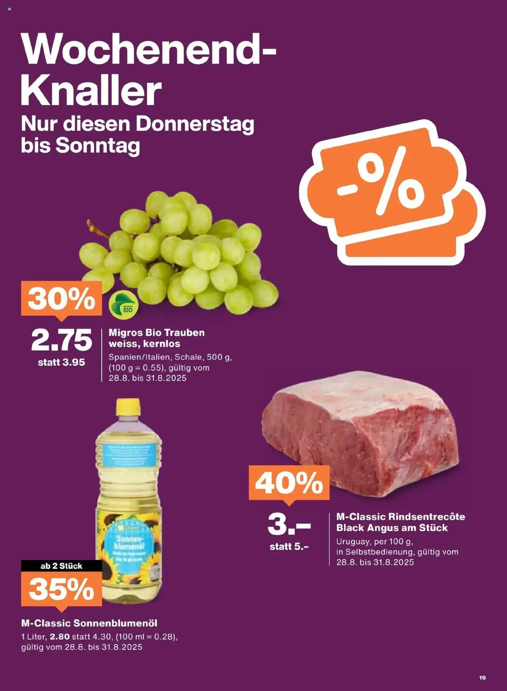 Migros Aktionen - Gültiger Prospekt ab 26.08.2025, Seite 19 von insgesamt 20 Migros Aktionen - Gültiger Prospekt ab 26.08.2025, Seite 19 von insgesamt 20