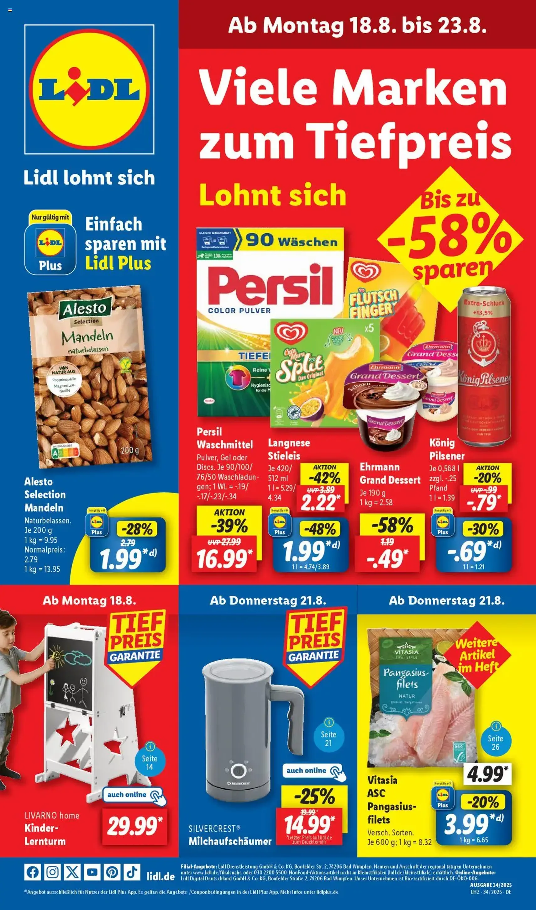 Lidl Prospekt - Gültiger Prospekt ab 18.08.2025, Seite 1 von insgesamt 69