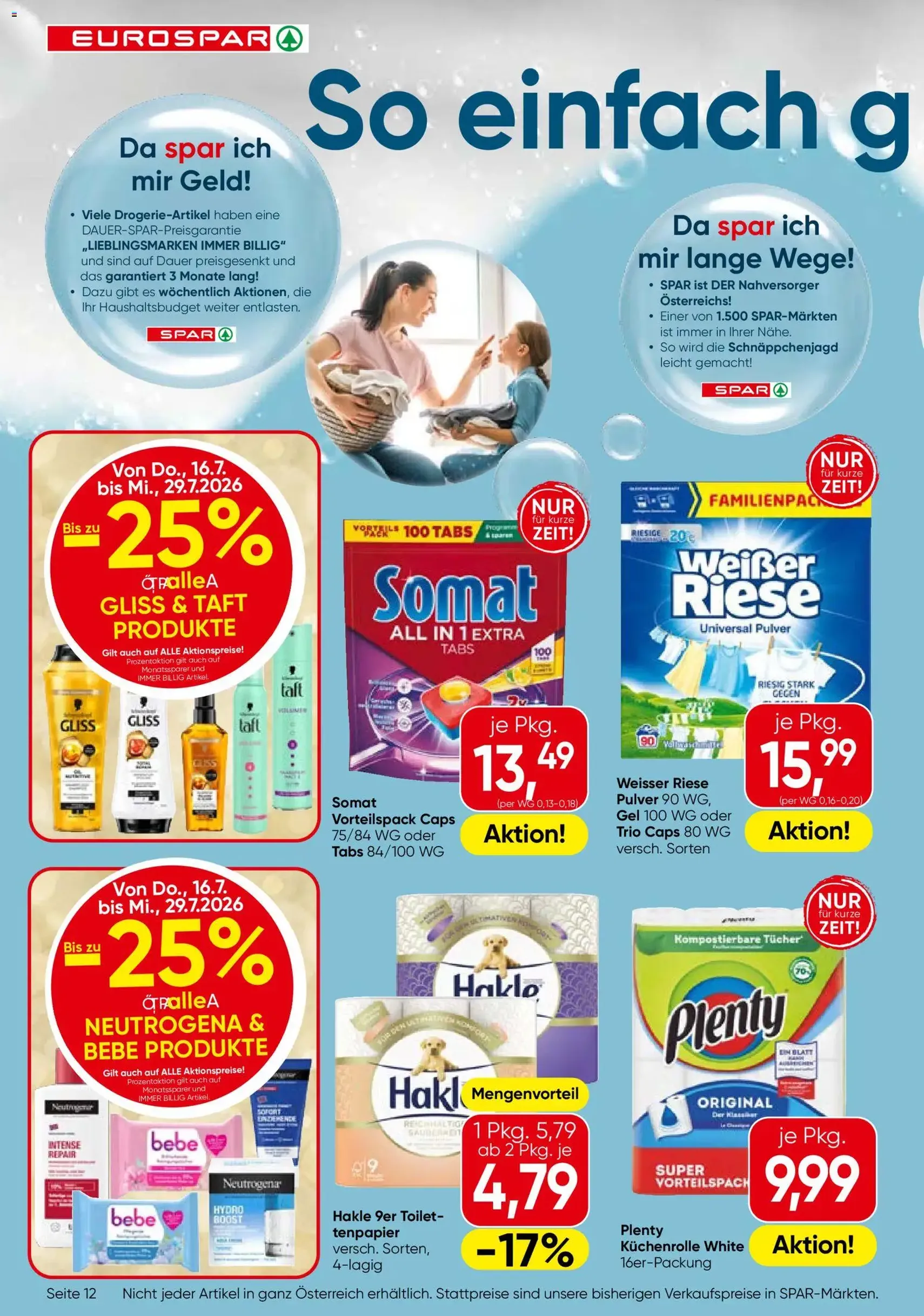 Eurospar Flugblatt - Gültiger Prospekt ab 16.07.2026, Seite 12 von insgesamt 16