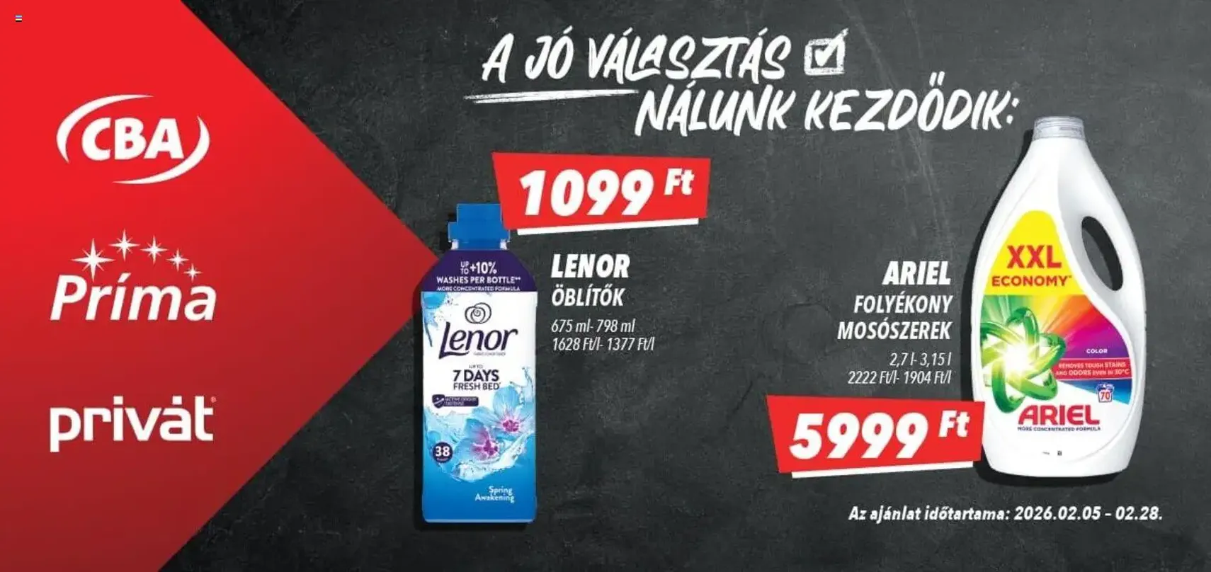 CBA - Óriásplakátok - 2026.02.05. érvényes szórólap 3 oldal 4 oldalból