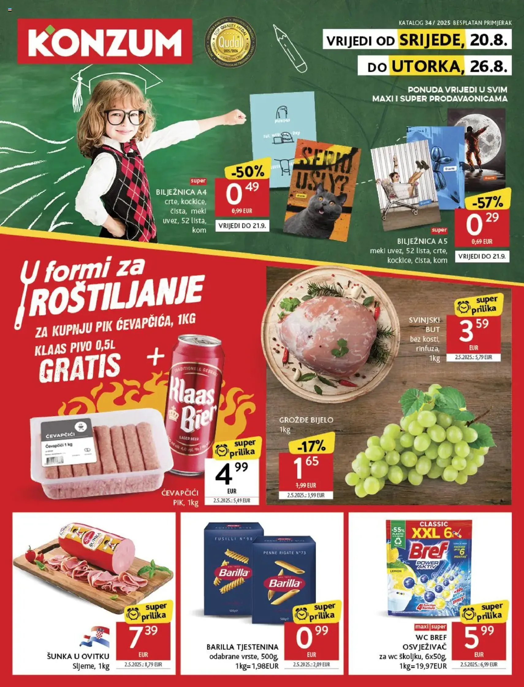 Konzum HR Akciós újság - 2025.08.20. érvényes szórólap 1 oldal 38 oldalból