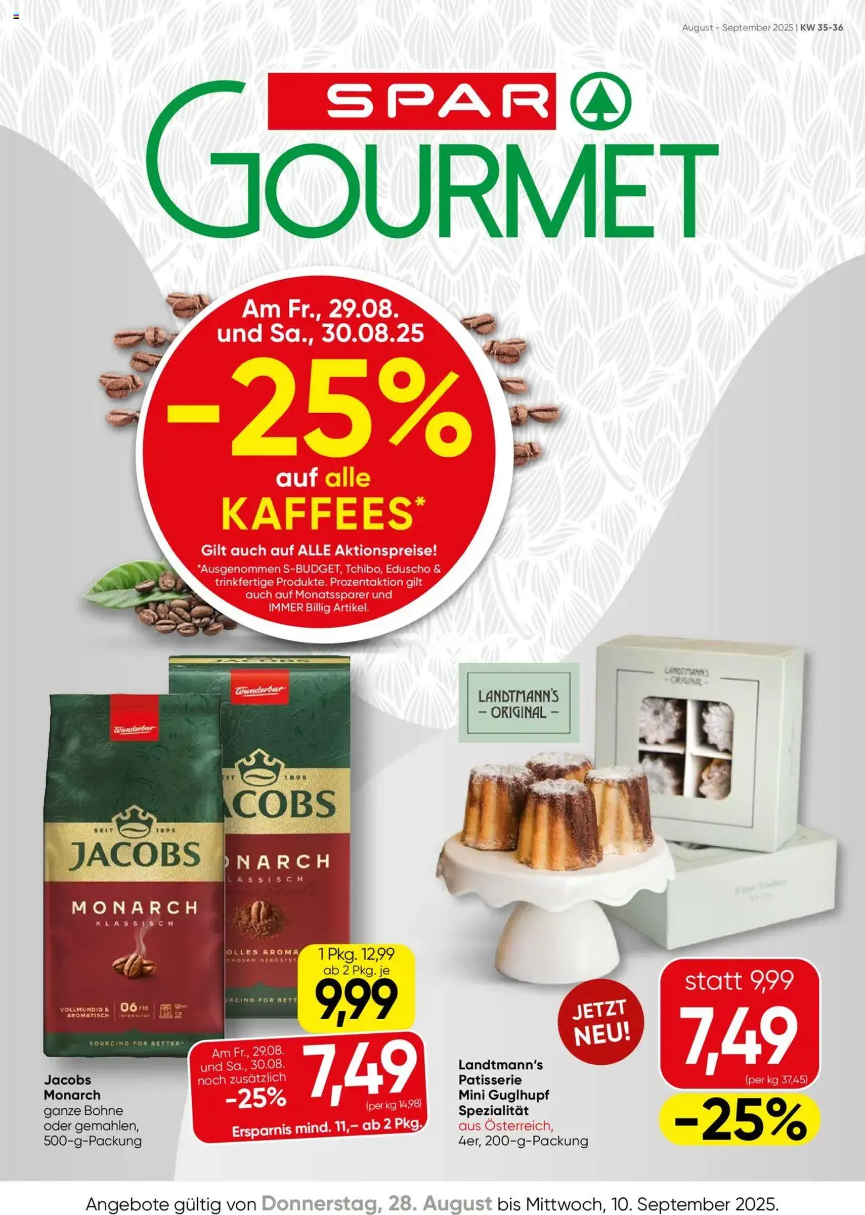 SPAR Gourmet Flugblatt - Gültiger Prospekt ab 28.08.2025, Seite 1 von insgesamt 12