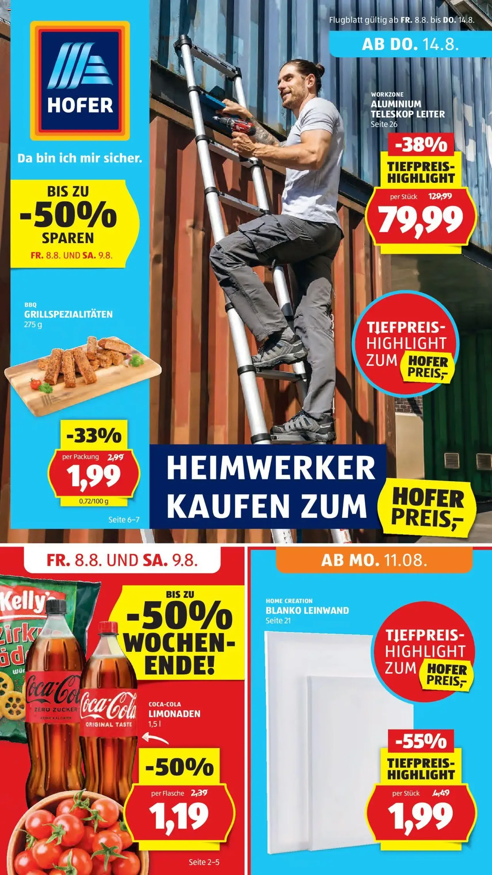Hofer Flugblatt - Gültiger Prospekt ab 08.08.2025, Seite 1 von insgesamt 41