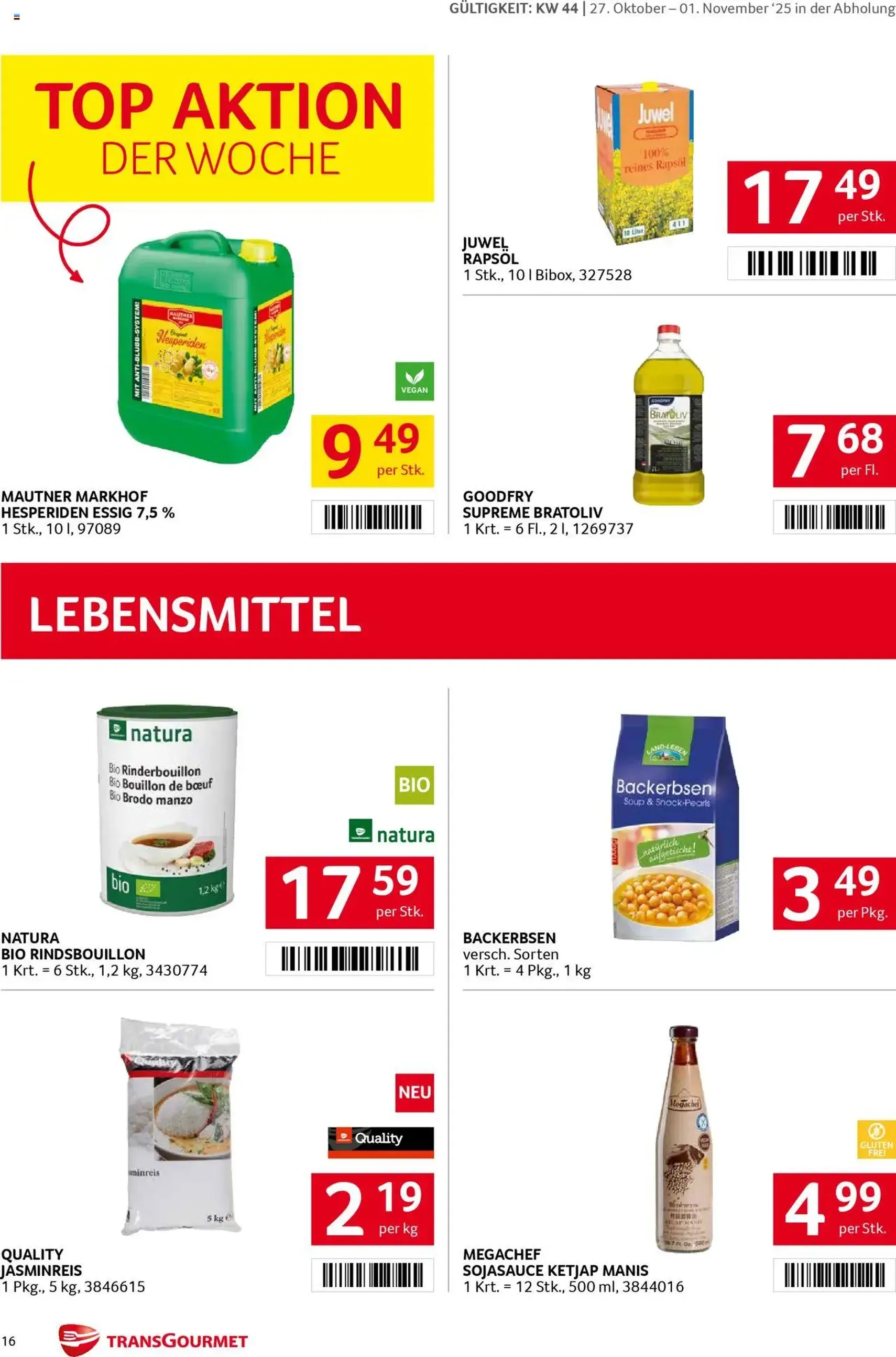 Transgourmet Flugblatt - Gültiger Prospekt ab 26.10.2025, Seite 16 von insgesamt 32 Transgourmet Flugblatt - Gültiger Prospekt ab 26.10.2025, Seite 16 von insgesamt 32