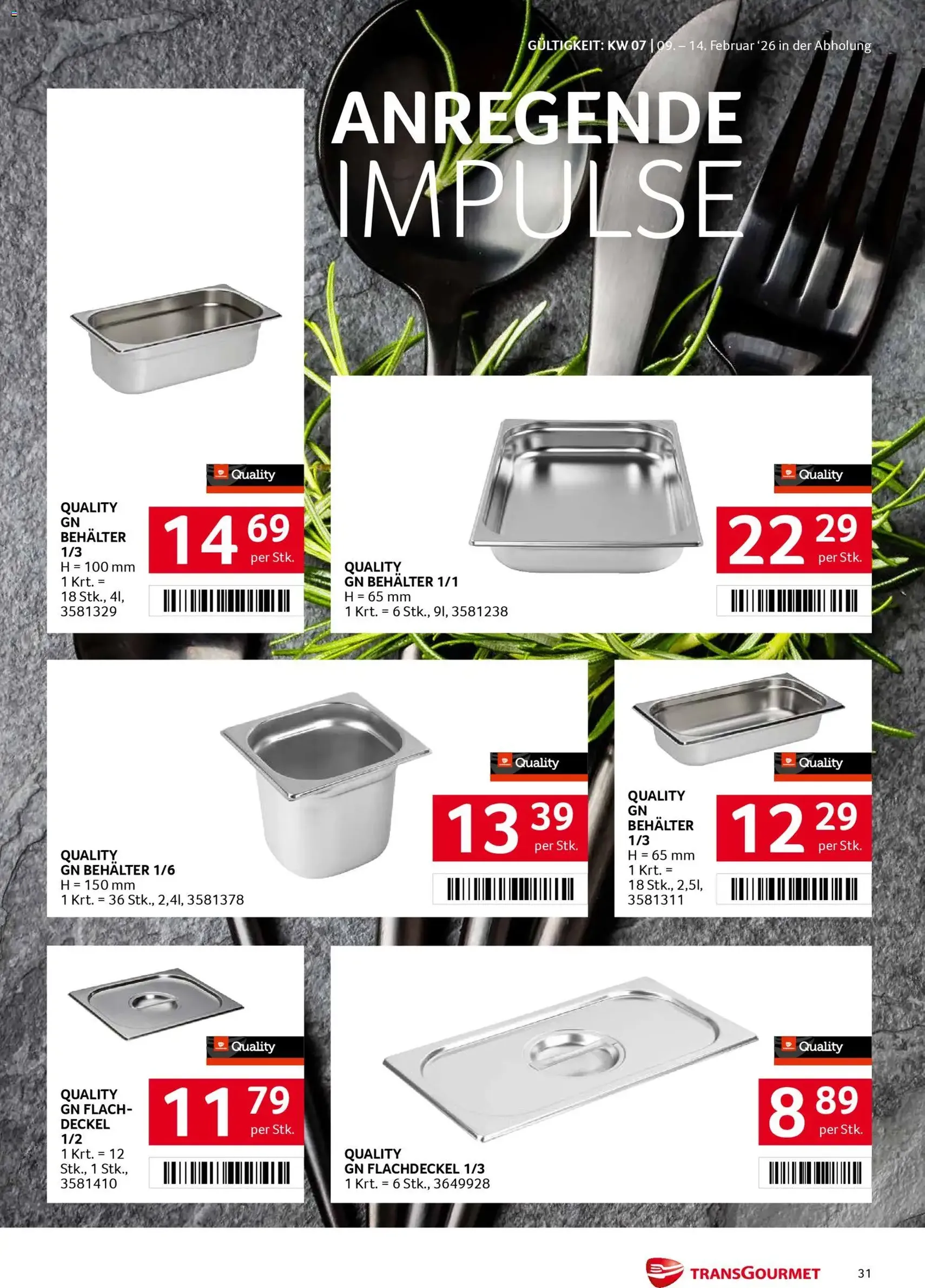 Transgourmet Flugblatt - Gültiger Prospekt ab 09.02.2026, Seite 31 von insgesamt 32
