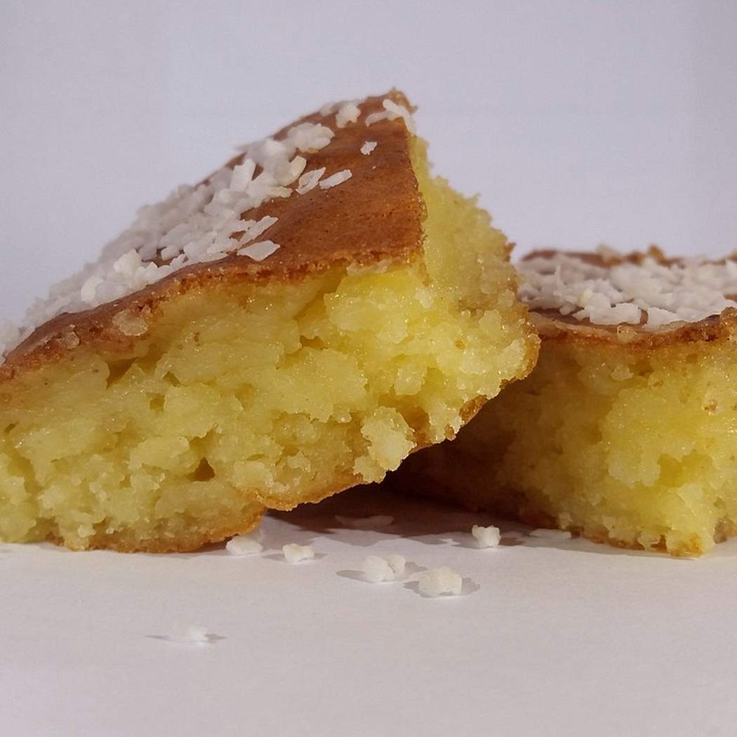 Grootmoeders mango en kokos zomertaart