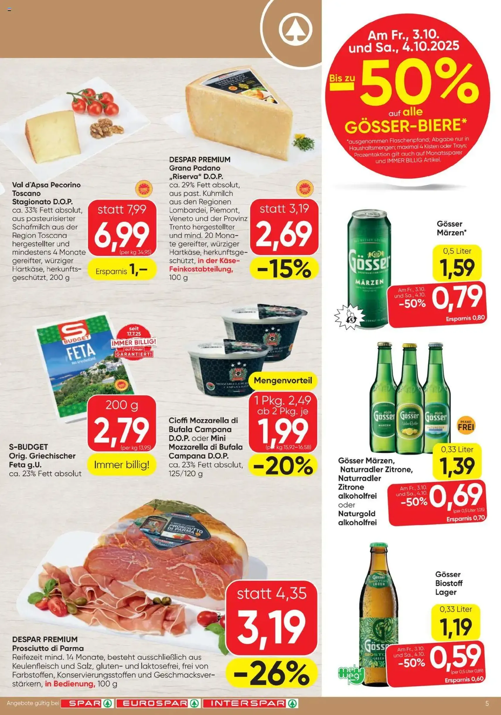 Spar Flugblatt - Gültiger Prospekt ab 02.10.2025, Seite 5 von insgesamt 16