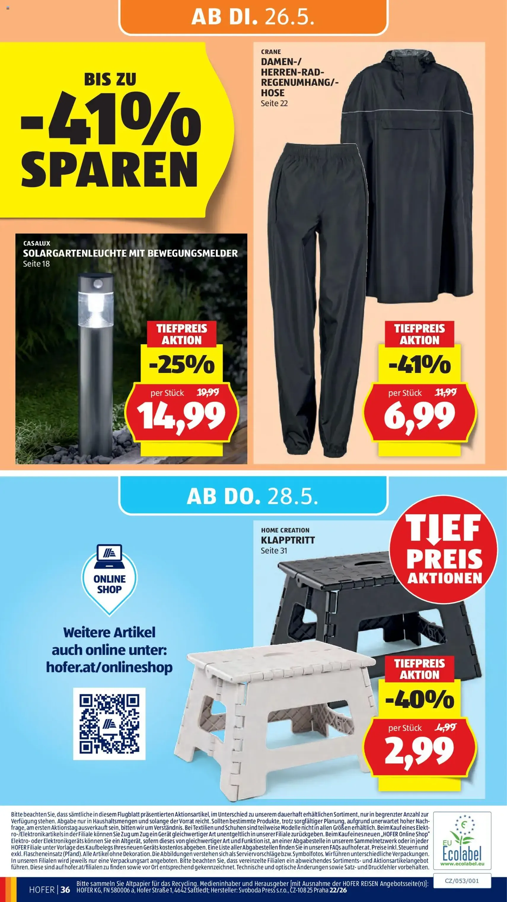 Hofer Flugblatt - Gültiger Prospekt ab 22.05.2026, Seite 42 von insgesamt 46