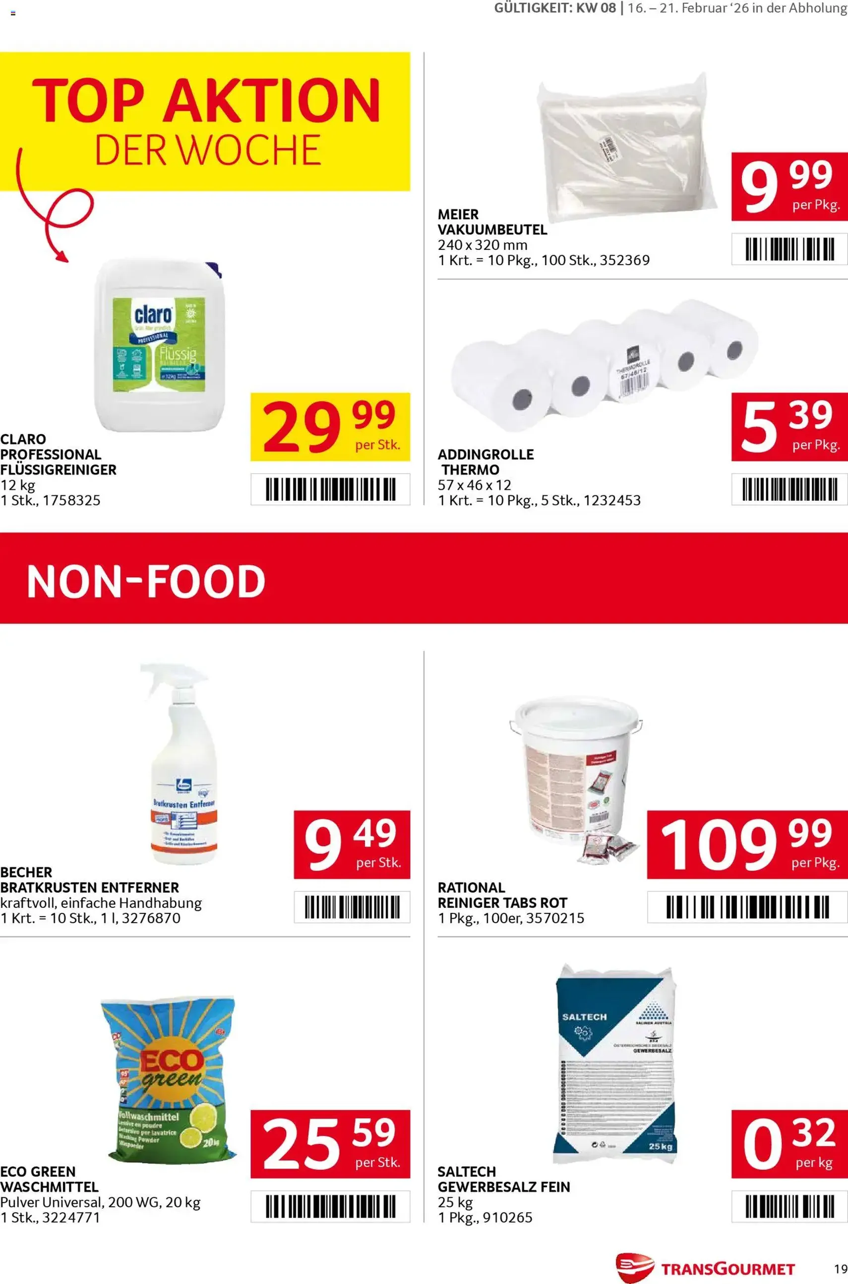 Transgourmet Flugblatt - Gültiger Prospekt ab 16.02.2026, Seite 19 von insgesamt 28
