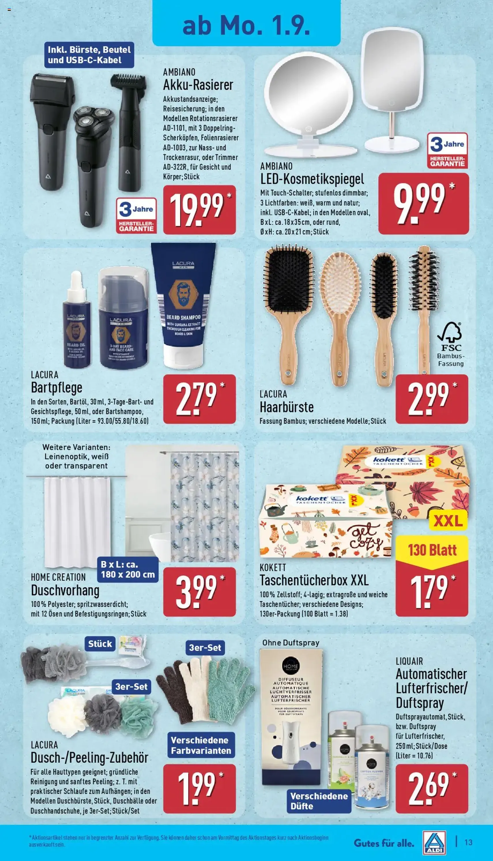 Aldi Prospekt - Gültiger Prospekt ab 01.09.2025, Seite 13 von insgesamt 43 Aldi Prospekt - Gültiger Prospekt ab 01.09.2025, Seite 13 von insgesamt 43