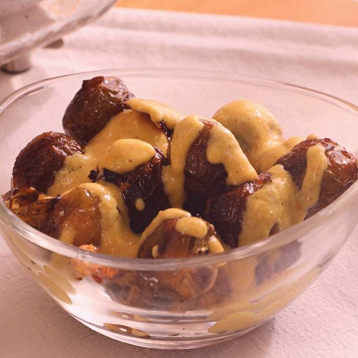 Healthy Vegan homemade Baked Brussels sprouts with apples