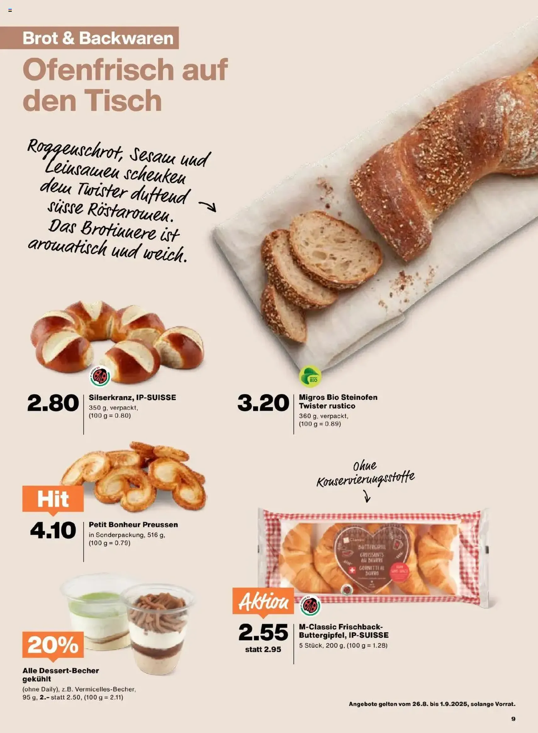 Migros Aktionen - Gültiger Prospekt ab 26.08.2025, Seite 9 von insgesamt 20 Migros Aktionen - Gültiger Prospekt ab 26.08.2025, Seite 9 von insgesamt 20
