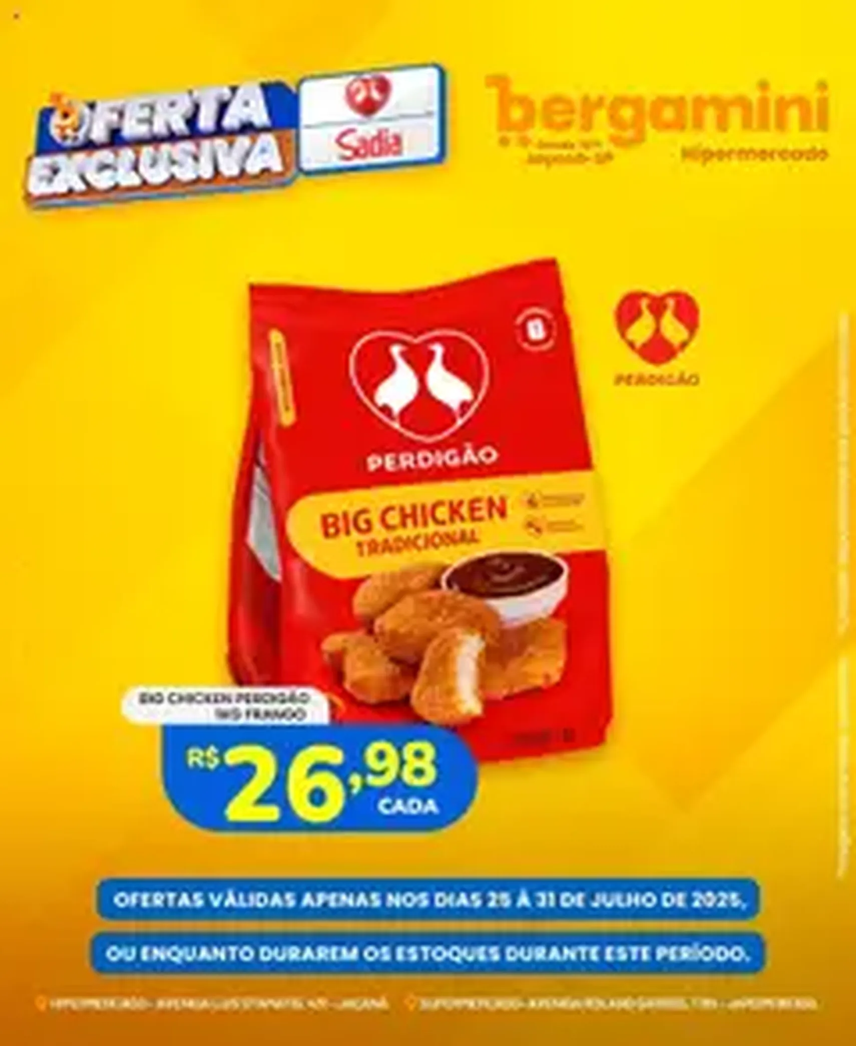 Supermercado Bergamini - Ofertas Sadia e Perdigão - folheto válido a partir de 25/07/2025 página 1 de 1