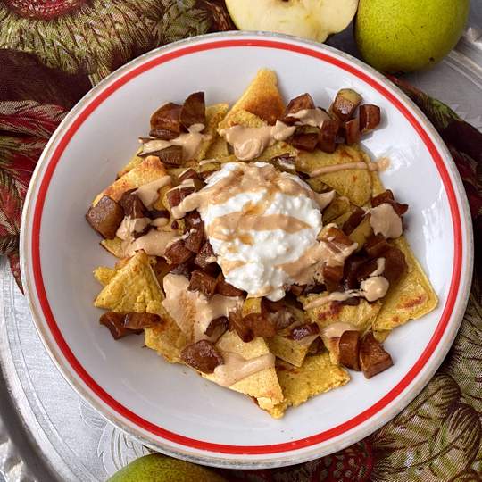 Anteprima ricetta Rápido strappazzate proteiche con mela e pera