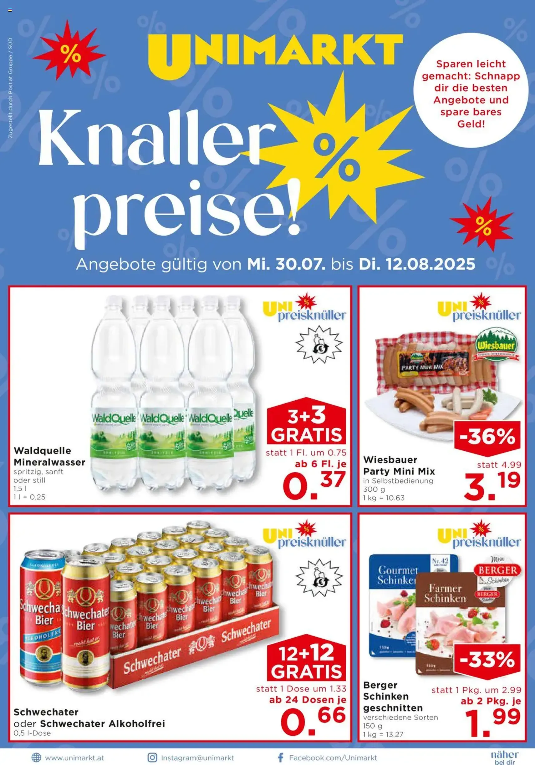 Unimarkt Süd - Gültiger Prospekt ab 30.07.2025, Seite 1 von insgesamt 16 Unimarkt Süd - Gültiger Prospekt ab 30.07.2025, Seite 1 von insgesamt 16