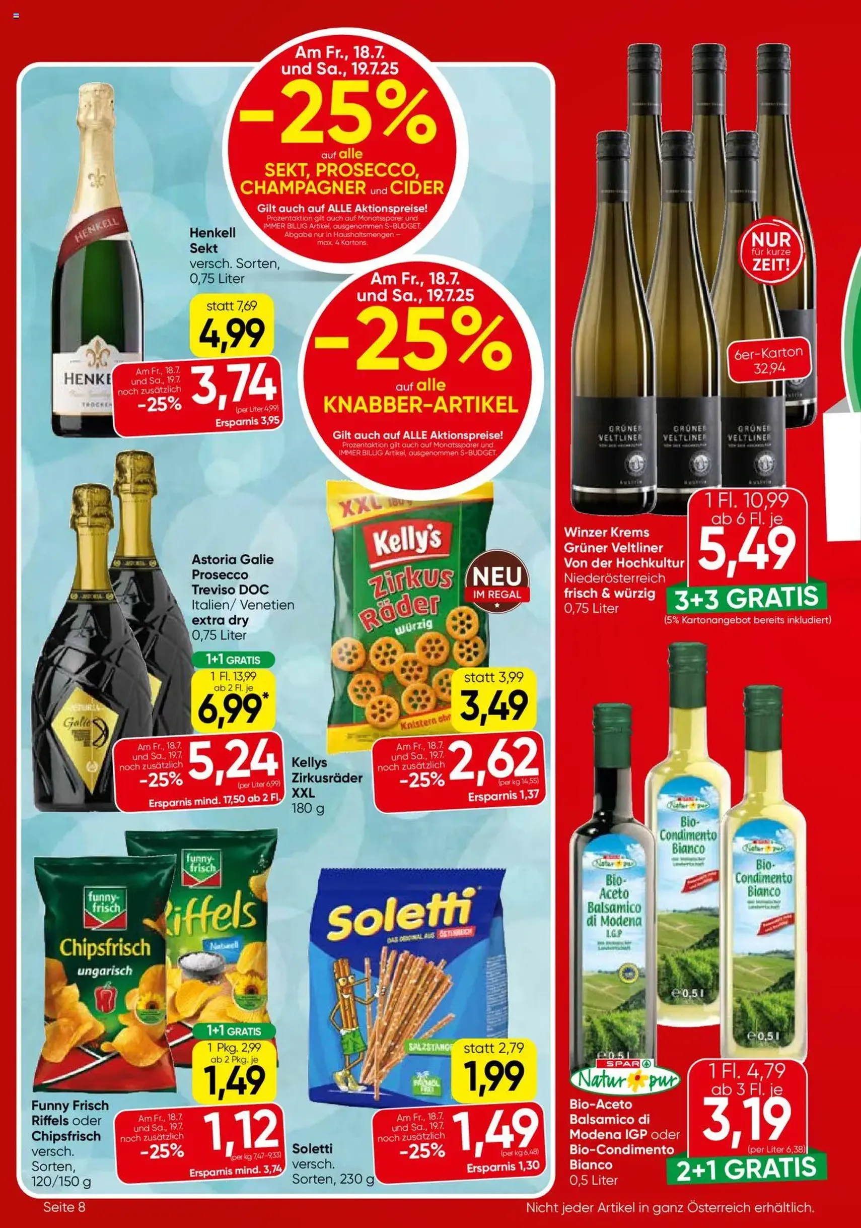 Eurospar Flugblatt - Gültiger Prospekt ab 17.07.2025, Seite 8 von insgesamt 16 Eurospar Flugblatt - Gültiger Prospekt ab 17.07.2025, Seite 8 von insgesamt 16