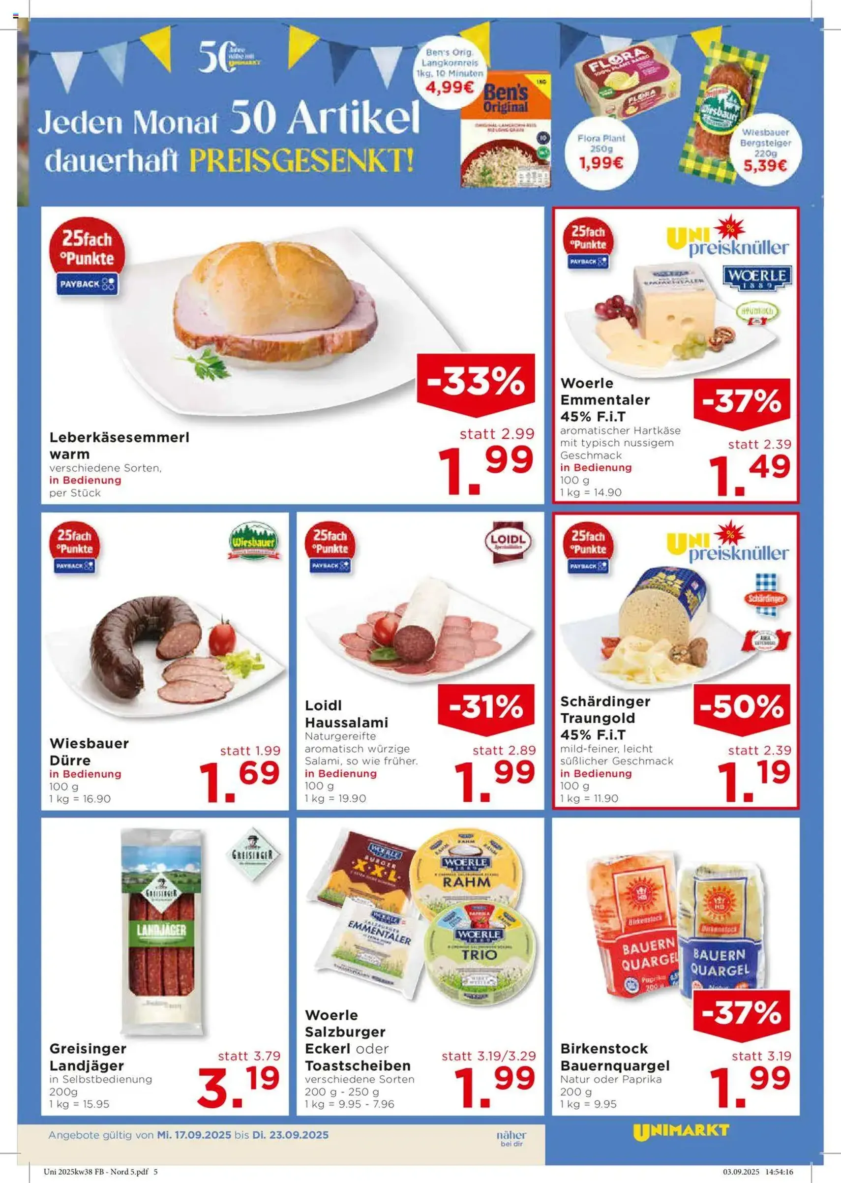 Unimarkt Flugblatt - Gültiger Prospekt ab 17.09.2025, Seite 7 von insgesamt 16