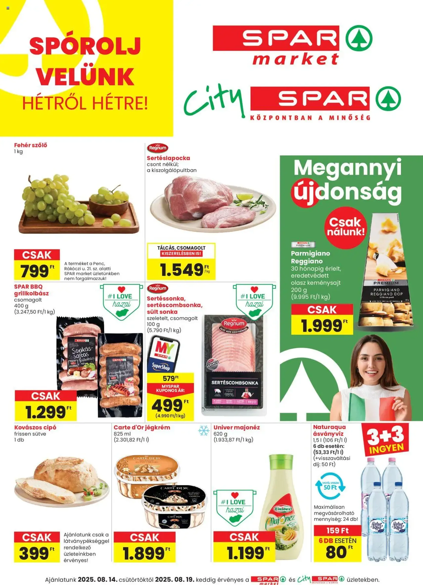 Spar Market Akciós újság - 2025.08.14. érvényes szórólap 1 oldal 2 oldalból