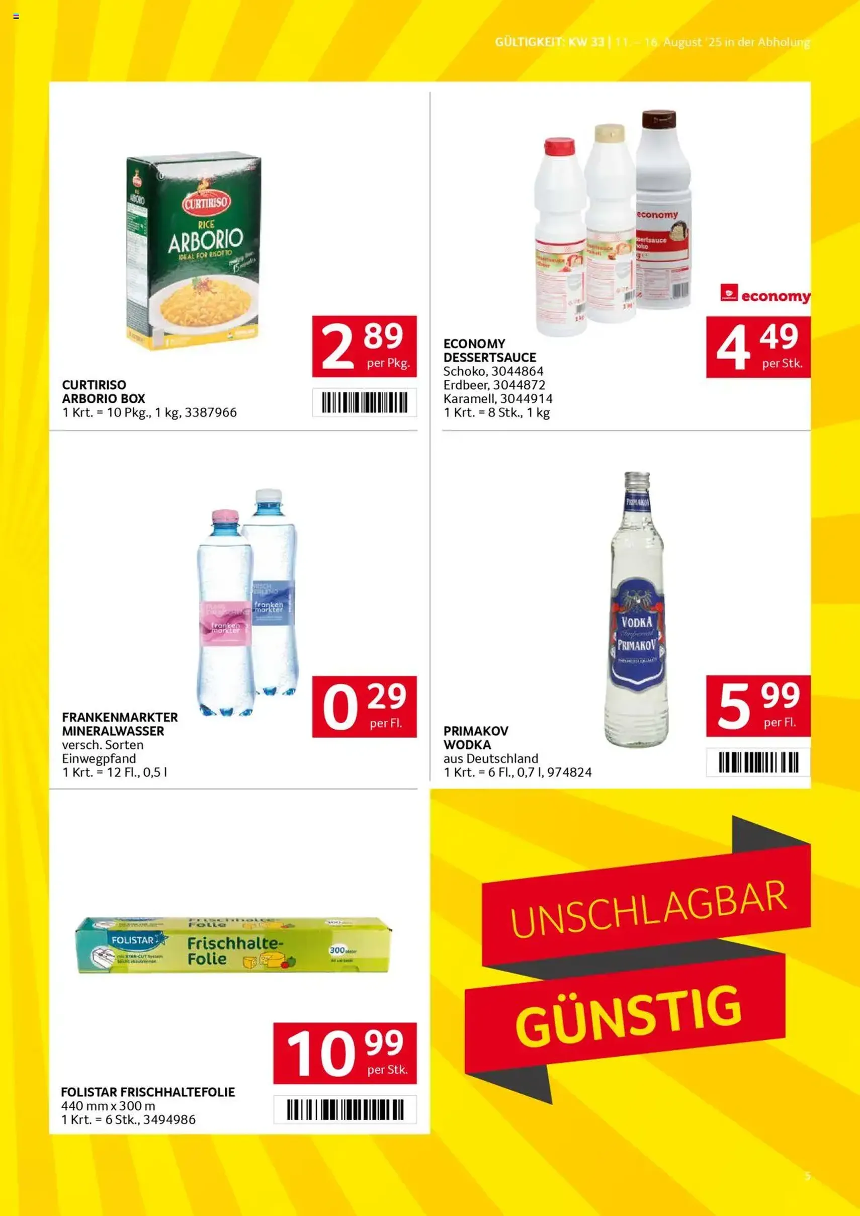 Transgourmet Flugblatt - Gültiger Prospekt ab 10.08.2025, Seite 5 von insgesamt 32 Transgourmet Flugblatt - Gültiger Prospekt ab 10.08.2025, Seite 5 von insgesamt 32
