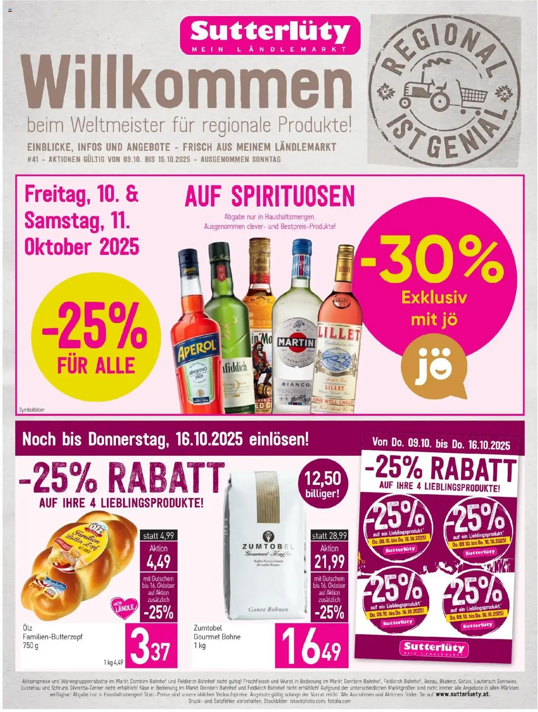 Sutterlüty Flugblatt - Gültiger Prospekt ab 09.10.2025, Seite 1 von insgesamt 24