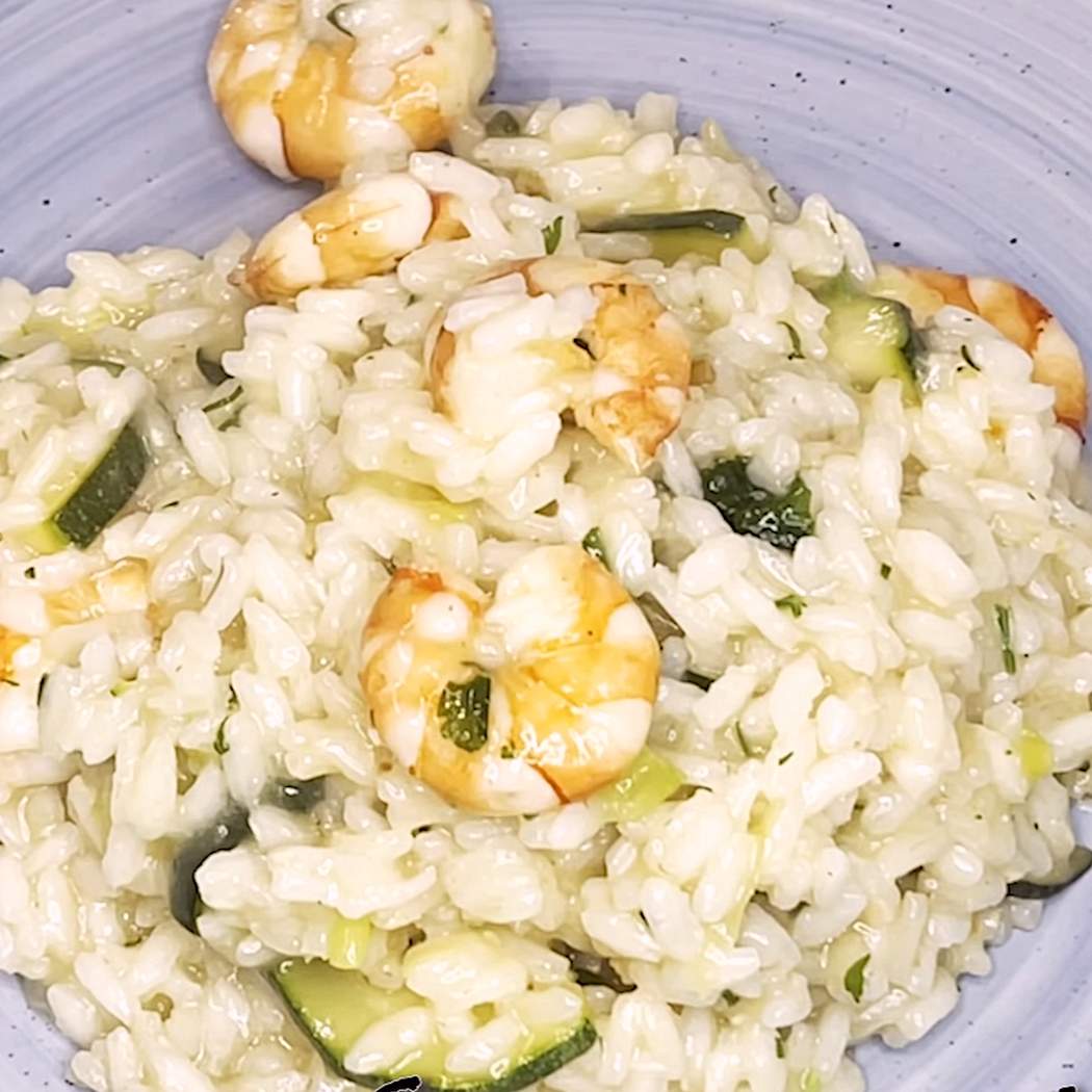 Risotto zucchine e gamberetti ricetta