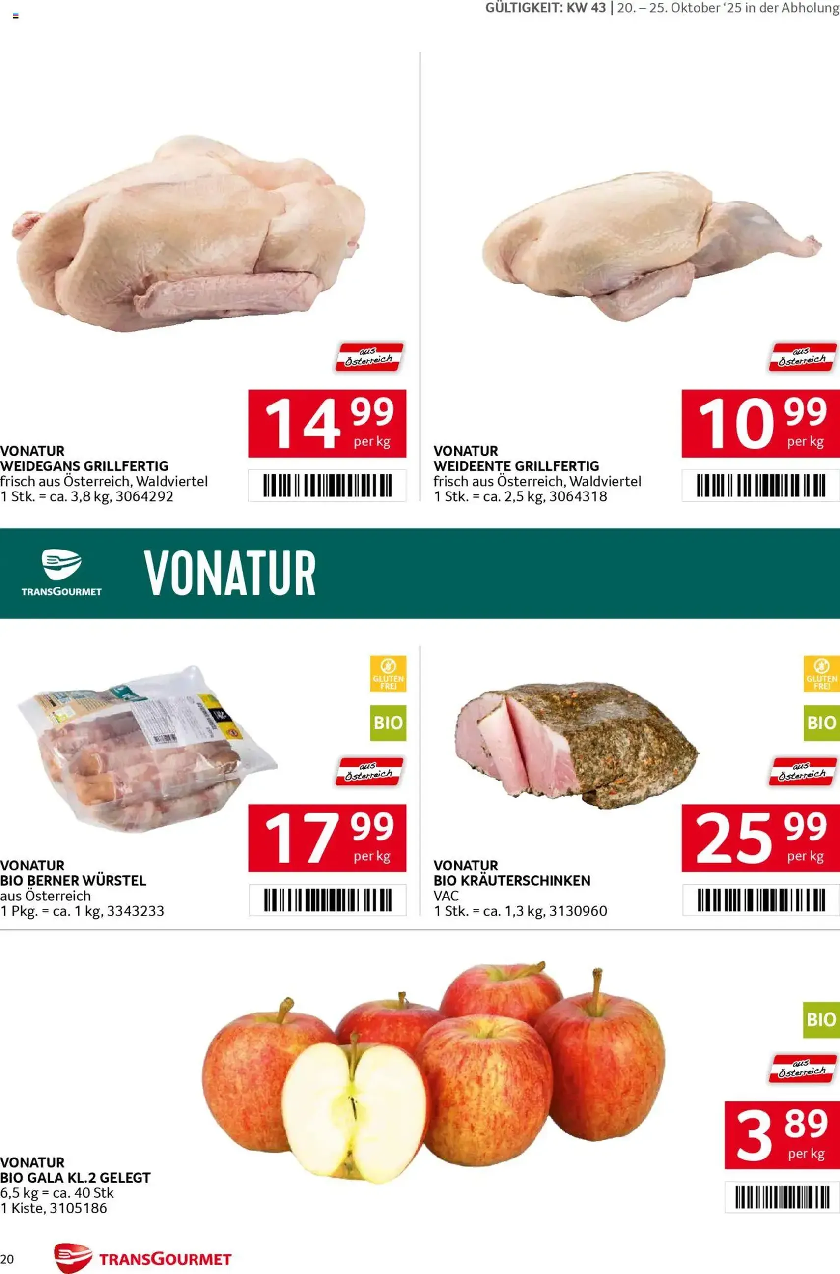Transgourmet Flugblatt - Gültiger Prospekt ab 20.10.2025, Seite 20 von insgesamt 28 Transgourmet Flugblatt - Gültiger Prospekt ab 20.10.2025, Seite 20 von insgesamt 28