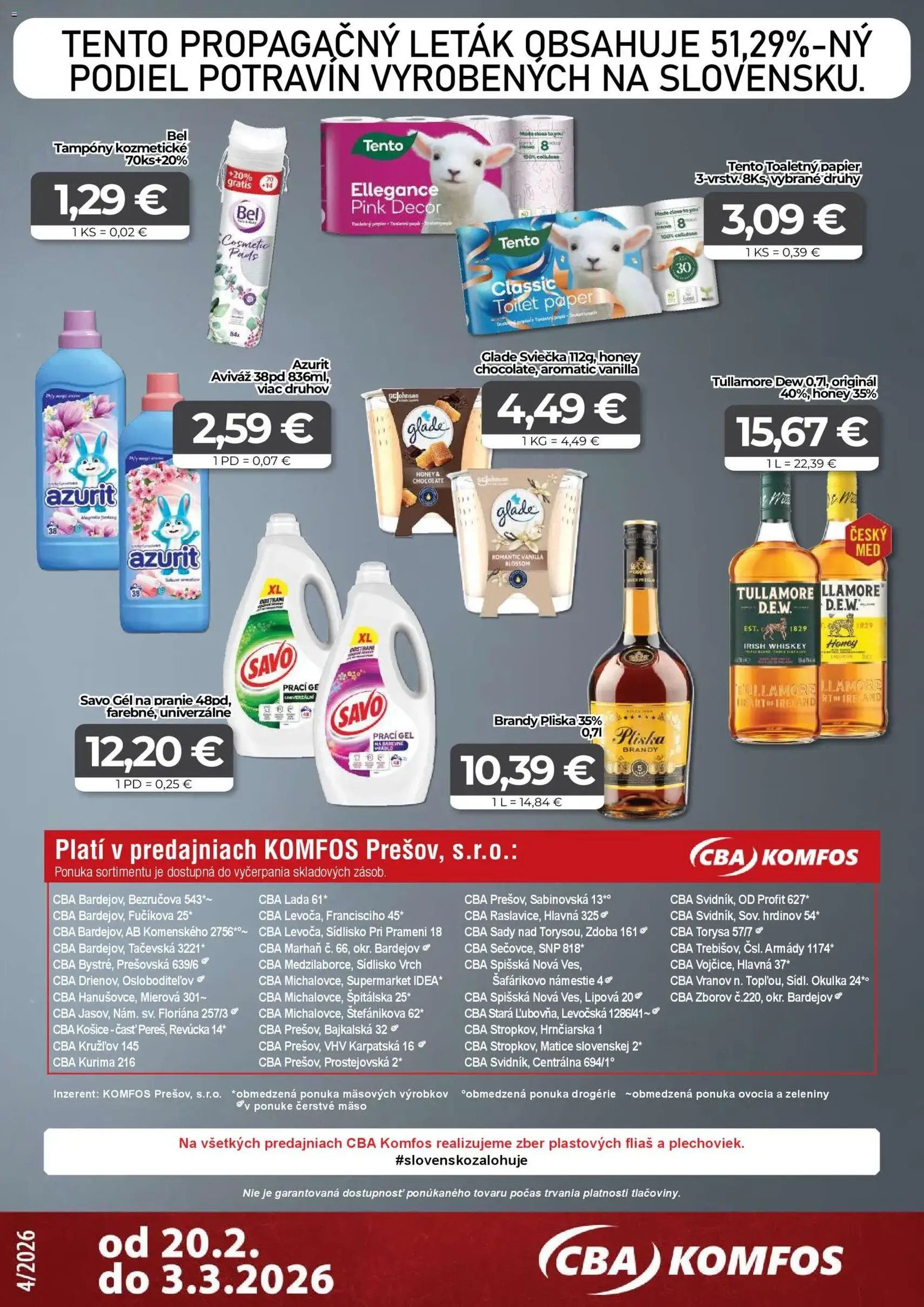 CBA Komfos leták - platný leták od 20.02.2026 strana 16 z 16