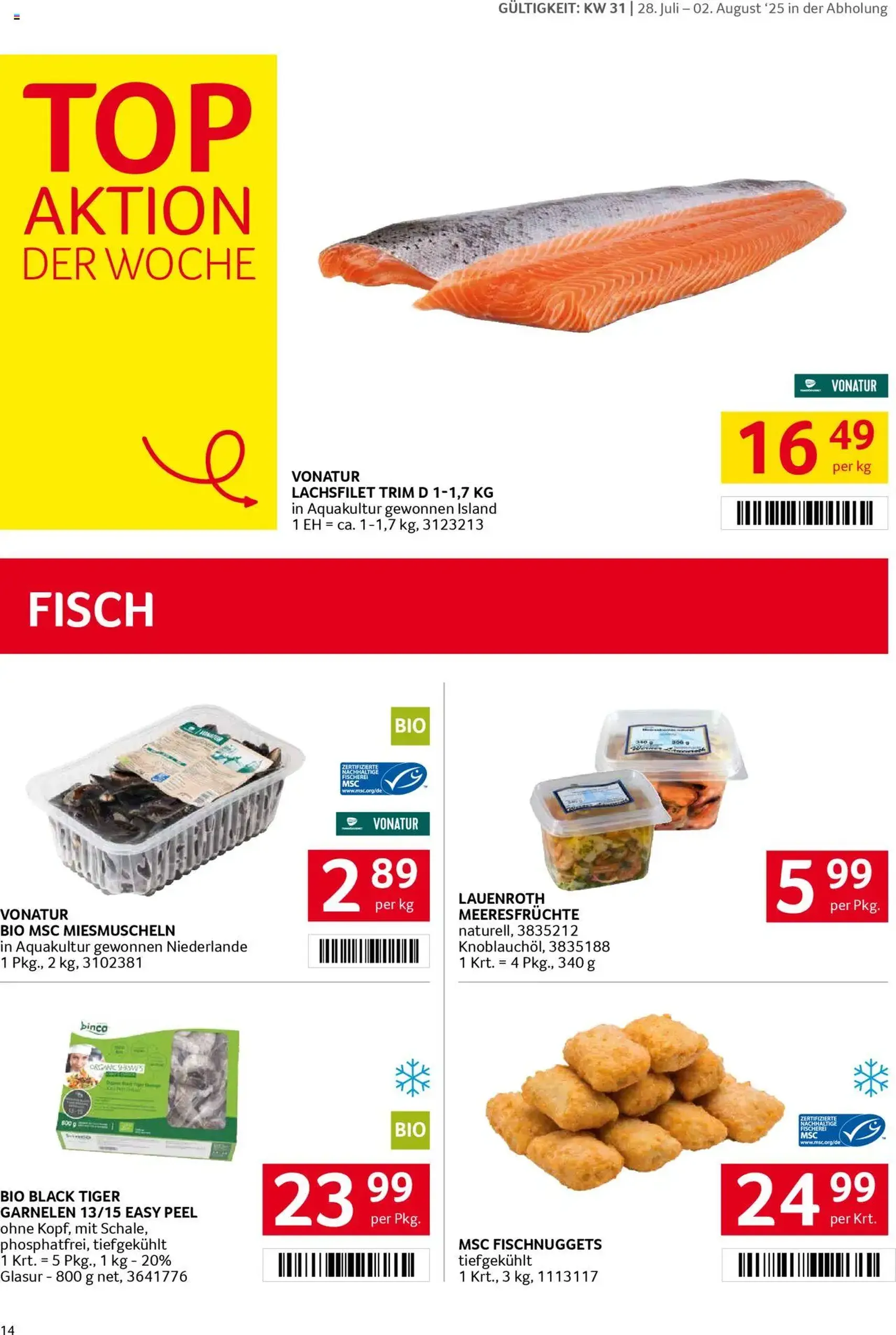 Transgourmet Flugblatt - Gültiger Prospekt ab 27.07.2025, Seite 14 von insgesamt 28 Transgourmet Flugblatt - Gültiger Prospekt ab 27.07.2025, Seite 14 von insgesamt 28