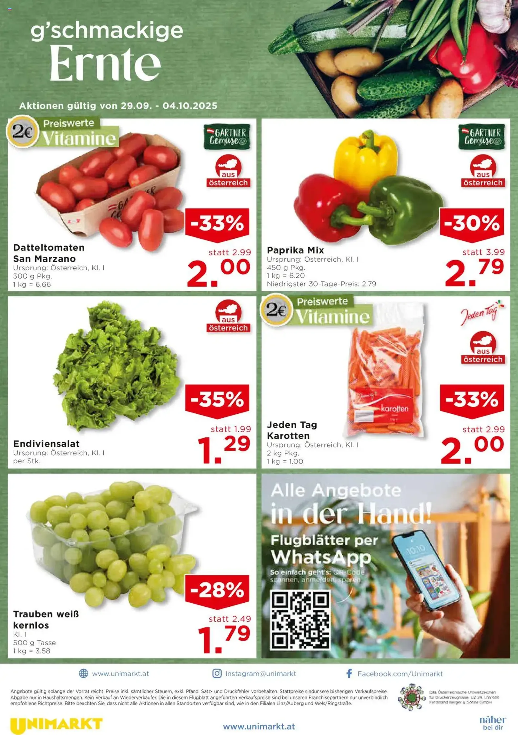 Unimarkt Flugblatt - Gültiger Prospekt ab 01.10.2025, Seite 18 von insgesamt 20 Unimarkt Flugblatt - Gültiger Prospekt ab 01.10.2025, Seite 18 von insgesamt 20