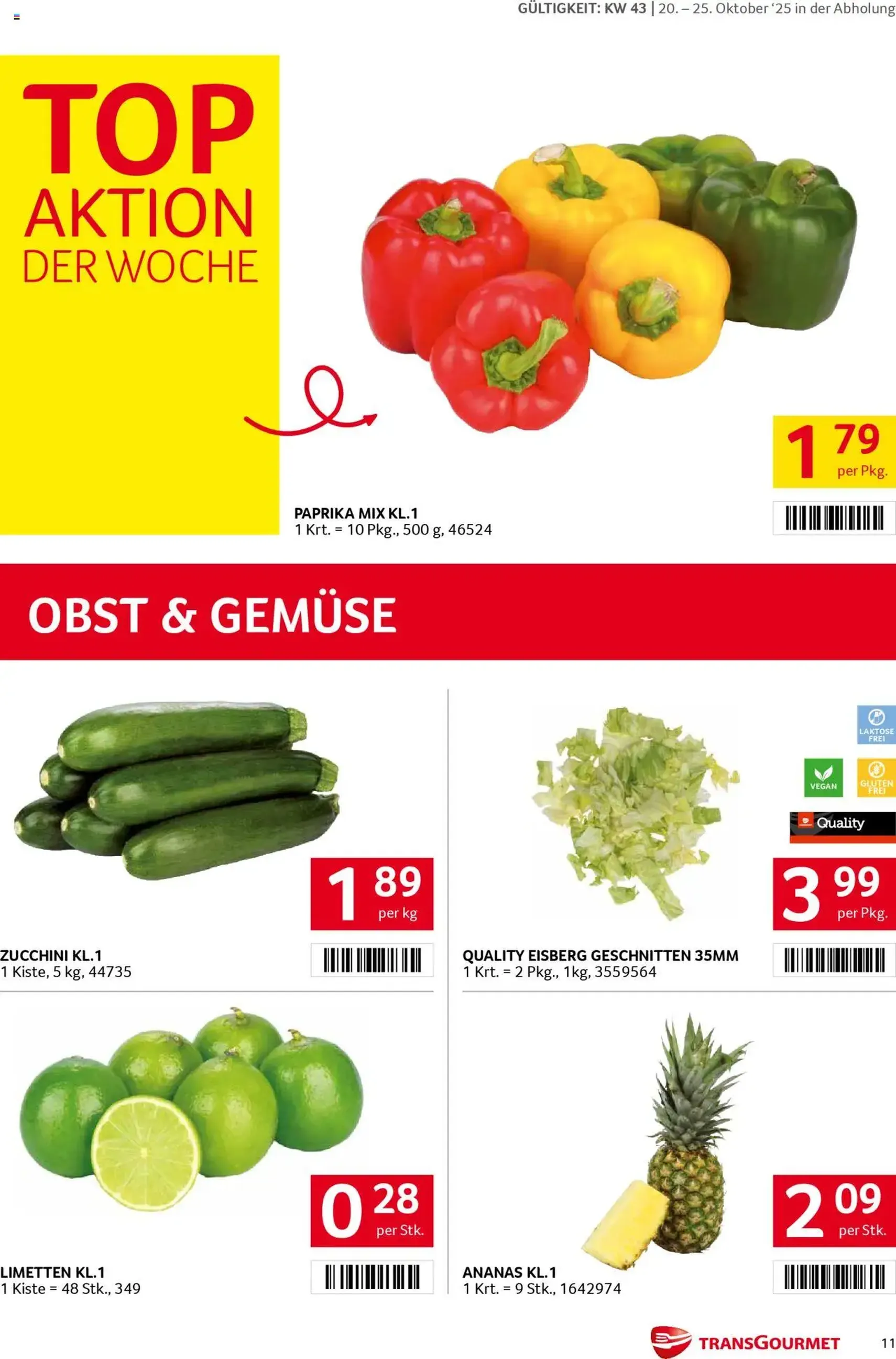 Transgourmet Flugblatt - Gültiger Prospekt ab 20.10.2025, Seite 11 von insgesamt 28 Transgourmet Flugblatt - Gültiger Prospekt ab 20.10.2025, Seite 11 von insgesamt 28