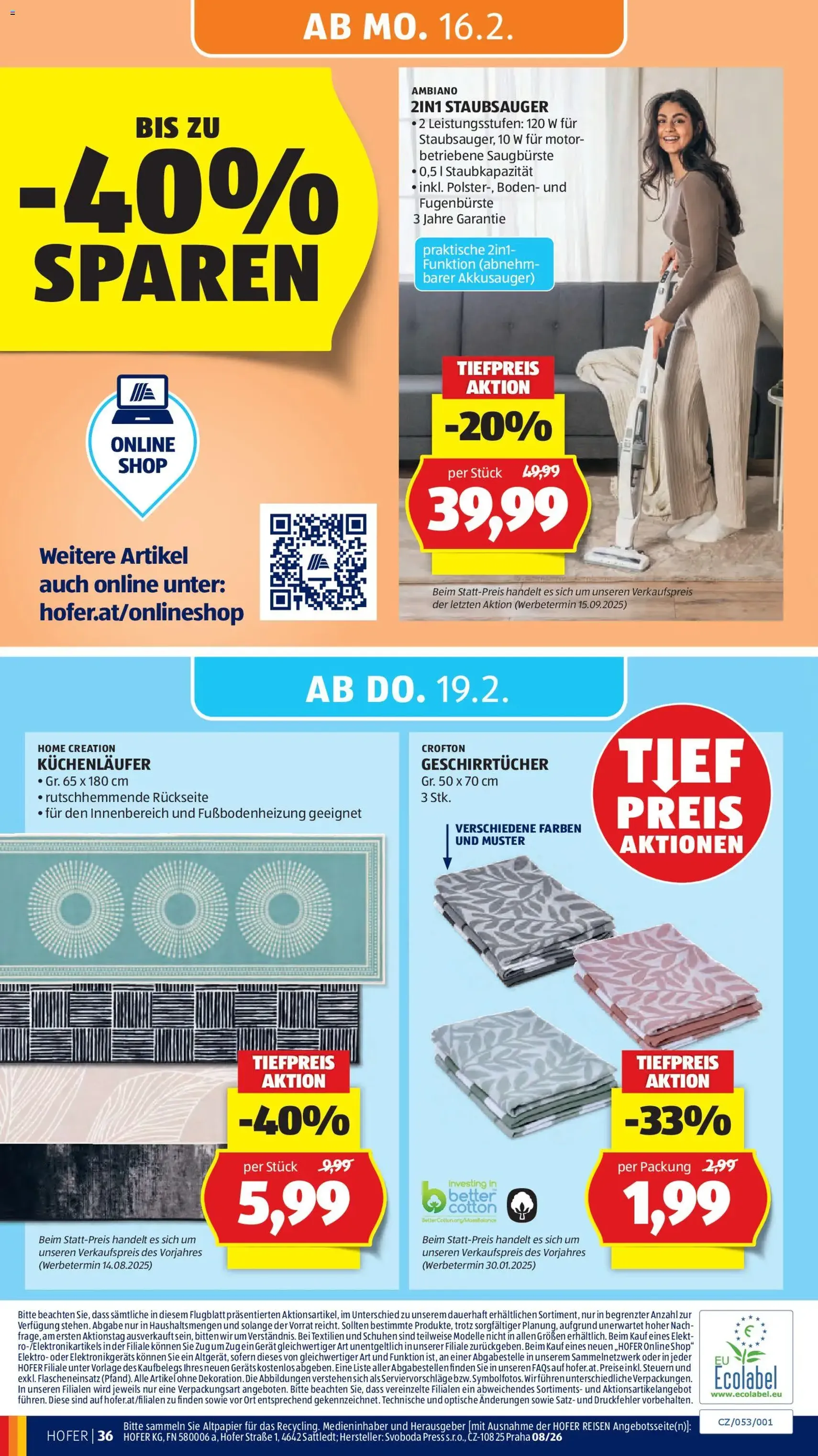 Hofer Flugblatt - Gültiger Prospekt ab 13.02.2026, Seite 40 von insgesamt 41