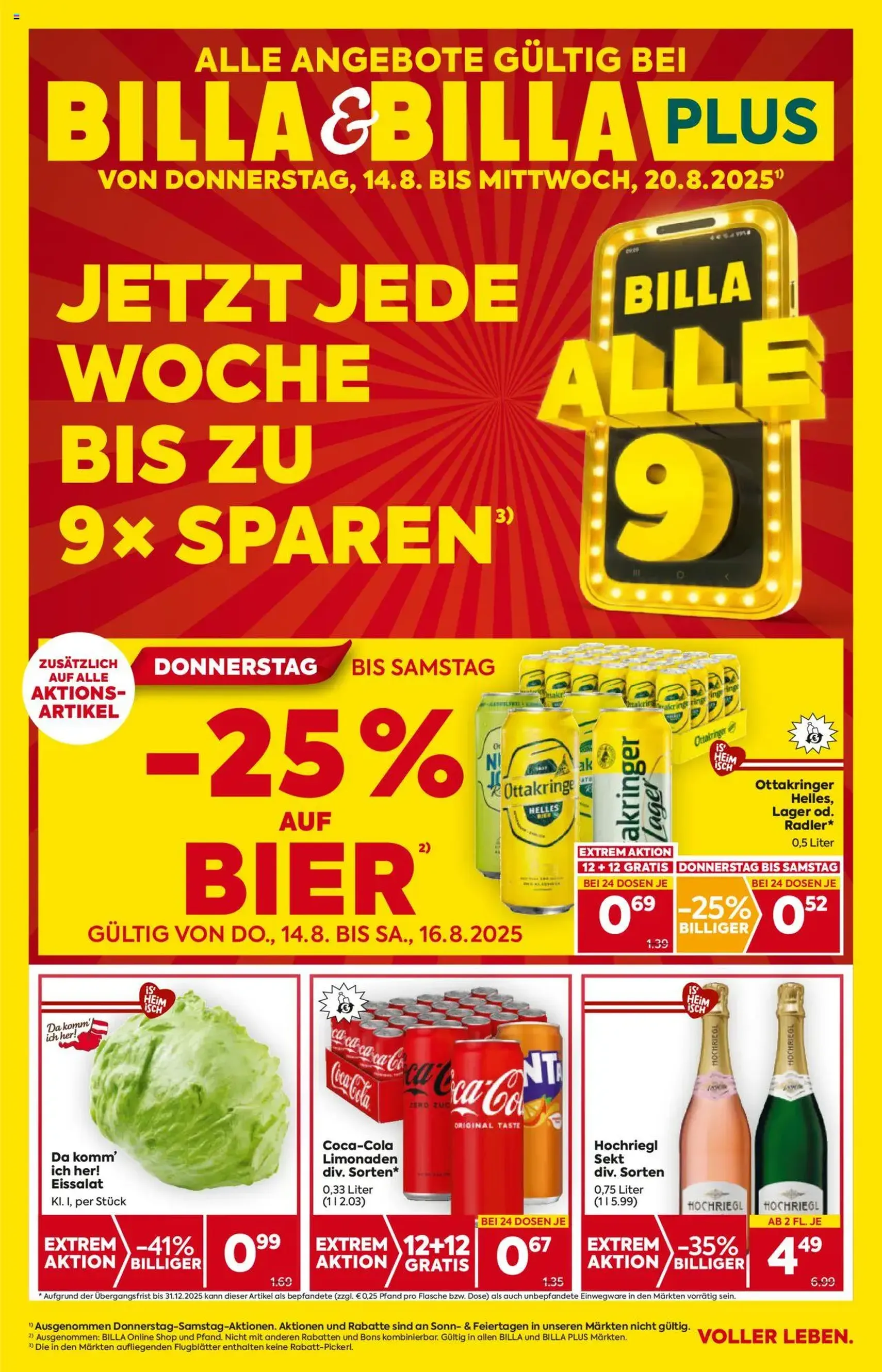 Billa Flugblatt - Gültiger Prospekt ab 14.08.2025, Seite 1 von insgesamt 16 Billa Flugblatt - Gültiger Prospekt ab 14.08.2025, Seite 1 von insgesamt 16