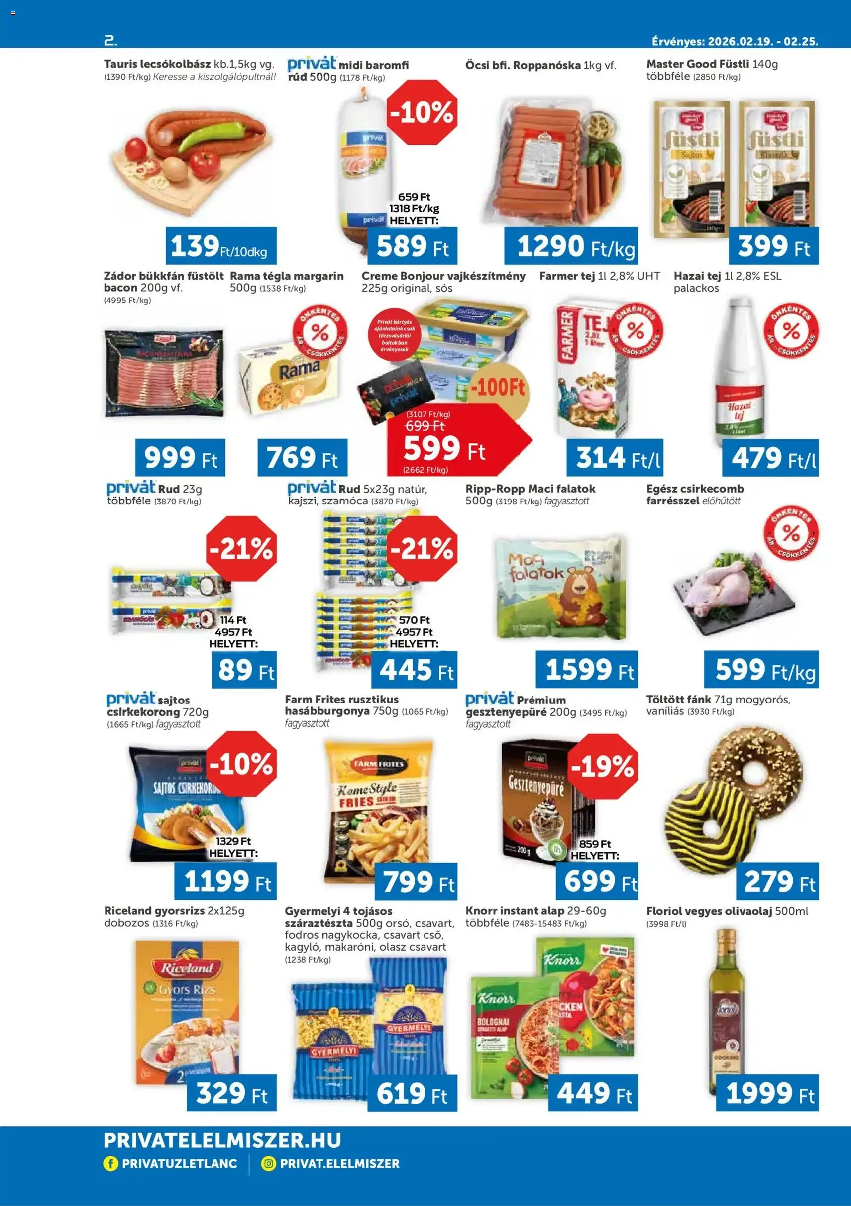 PRIVÁT Akciós újság - 2026.02.19. érvényes szórólap 2 oldal 4 oldalból