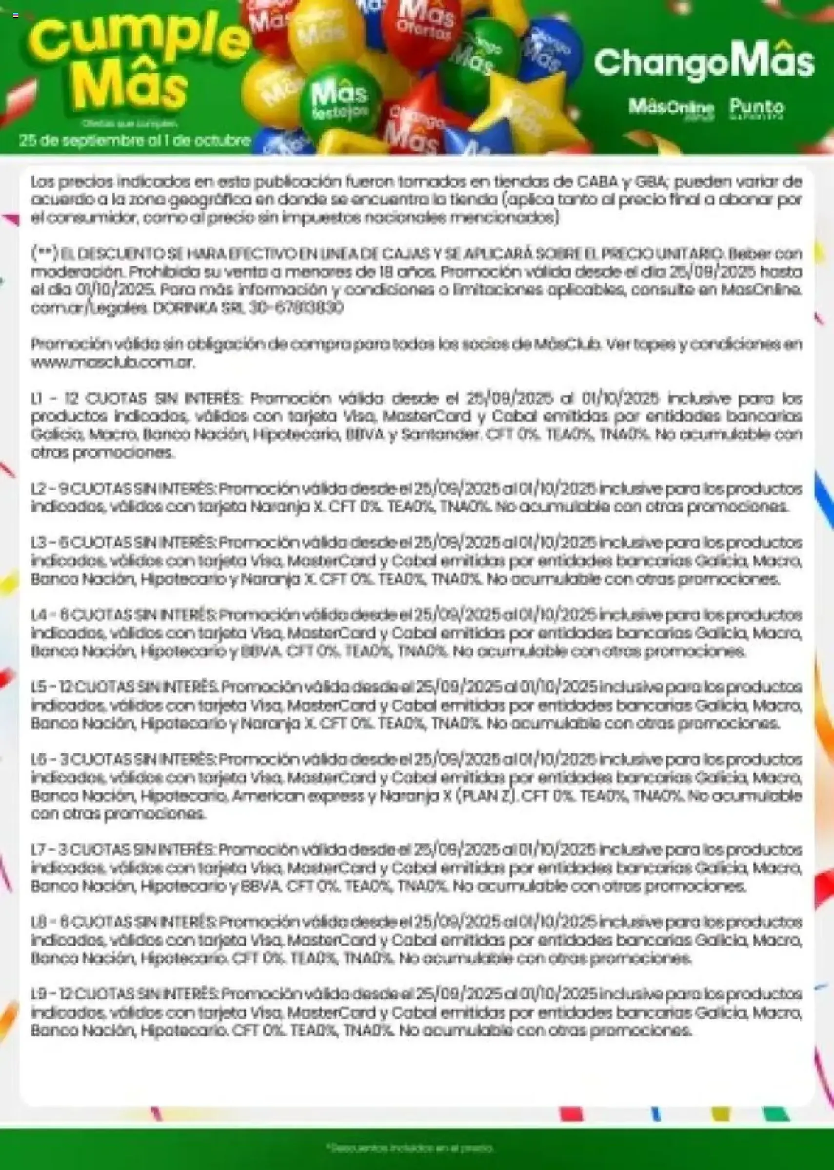 Changomas ofertas - folleto válido desde 25/09/2025 página 17 de 17