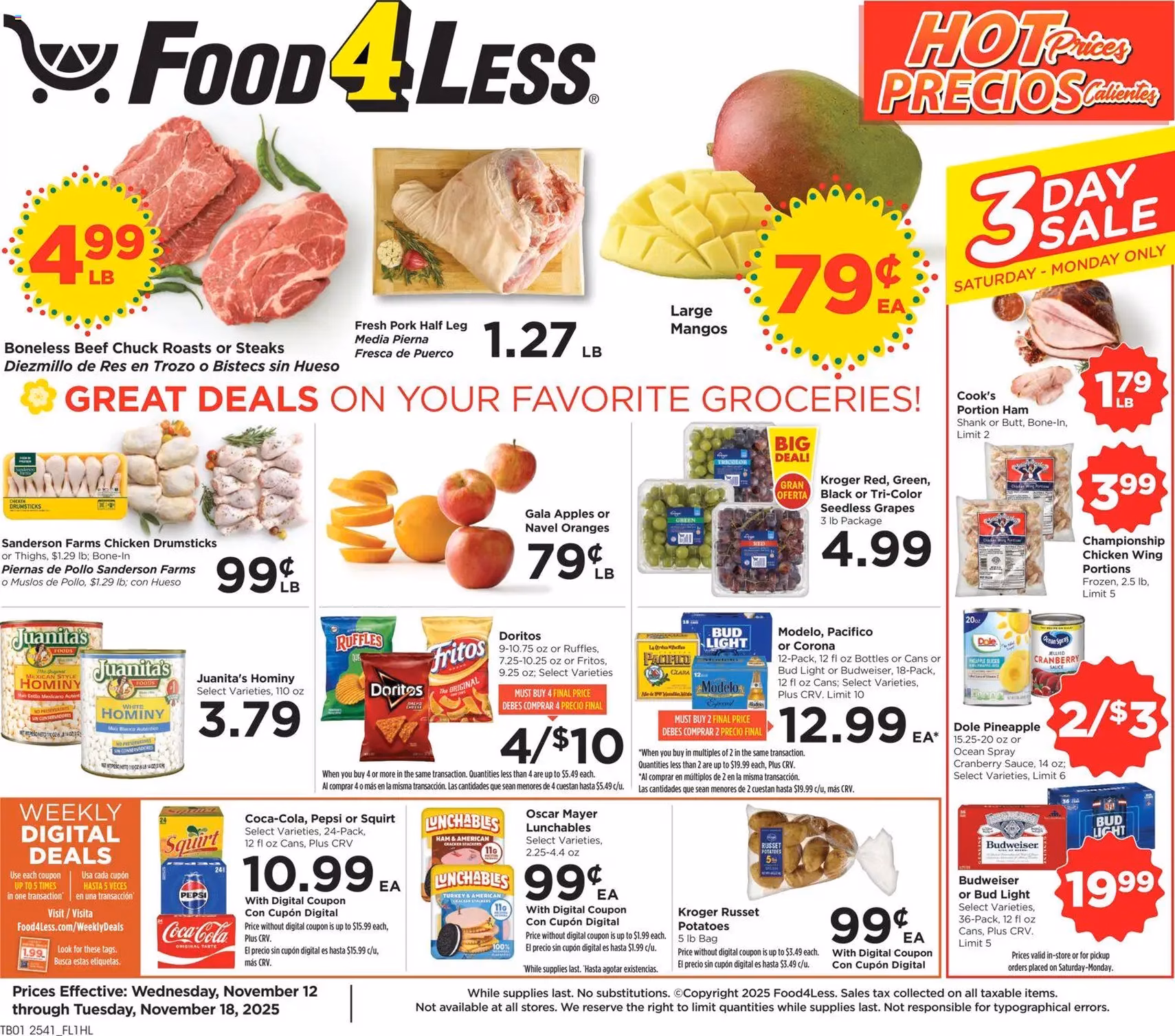 Food 4 Less Weekly Ad - valid flyer from 11/12/2025, page 1 of 7