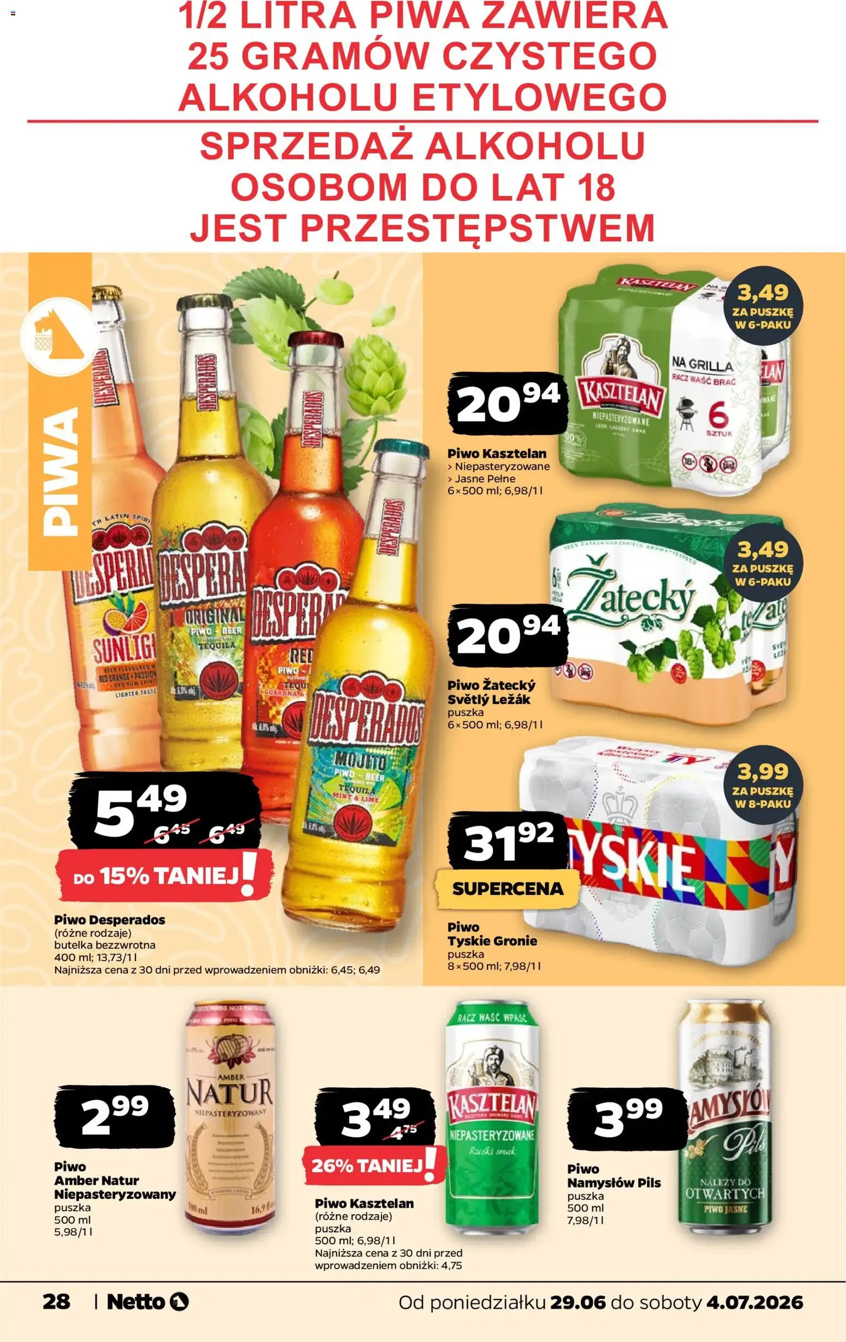 Netto gazetka od poniedziałku spożywcza - ważny gazetka od 29.06.2026 strona 28 z 37