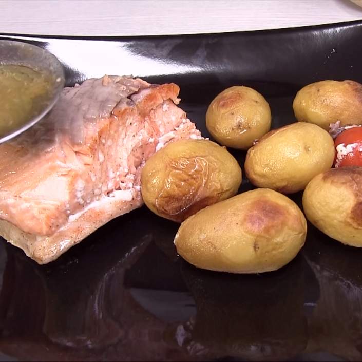 Baked salmon with skin on recipe