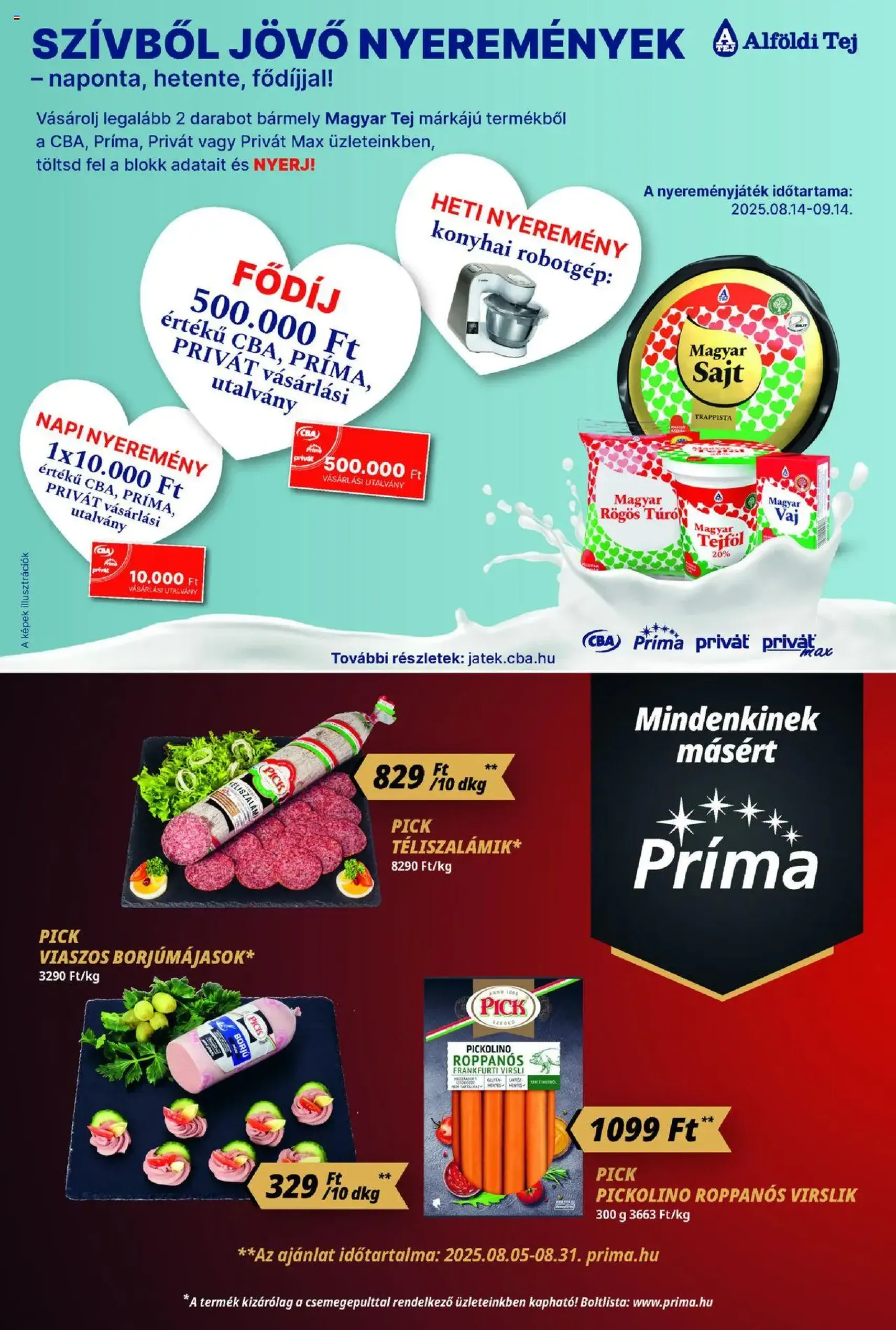 CBA Príma Akciós újság - 2025.08.14. érvényes szórólap 4 oldal 12 oldalból