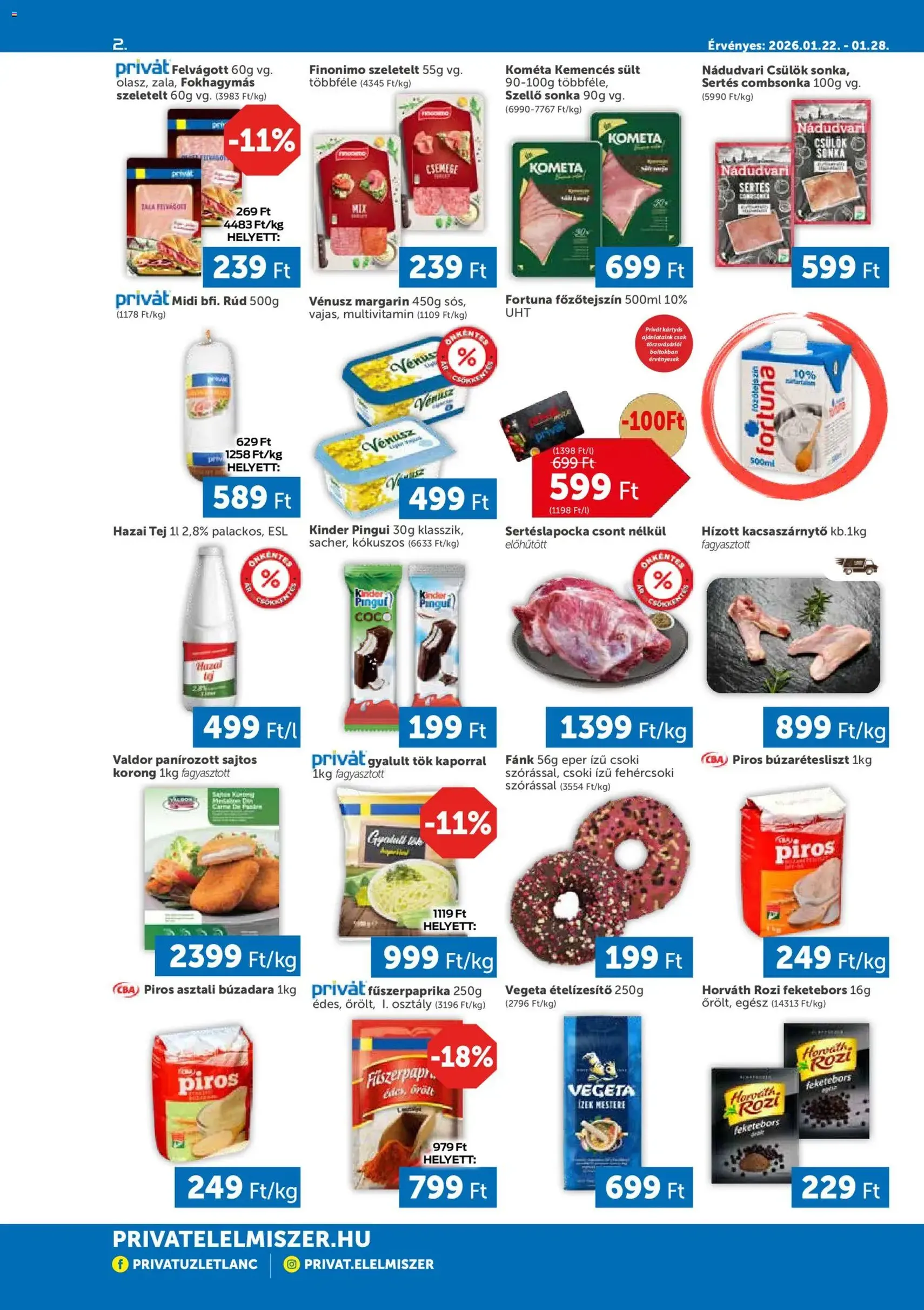PRIVÁT Akciós újság - 2026.01.22. érvényes szórólap 2 oldal 4 oldalból