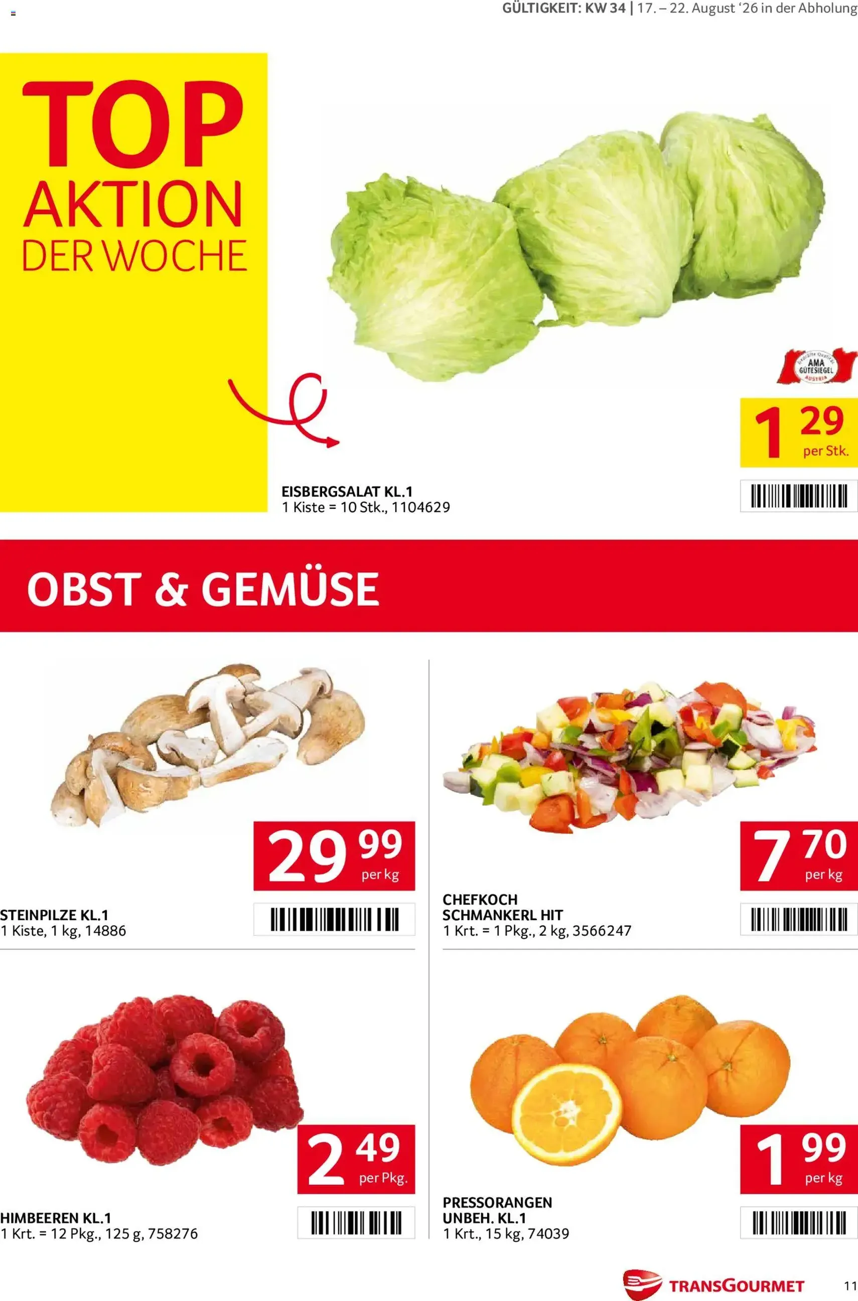 Transgourmet Flugblatt - Gültiger Prospekt ab 17.08.2026, Seite 11 von insgesamt 27