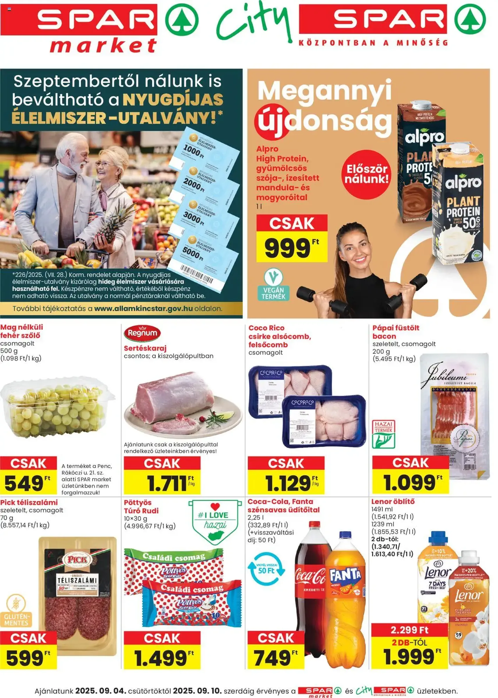 Spar Market Akciós újság - 2025.09.04. érvényes szórólap 1 oldal 3 oldalból
