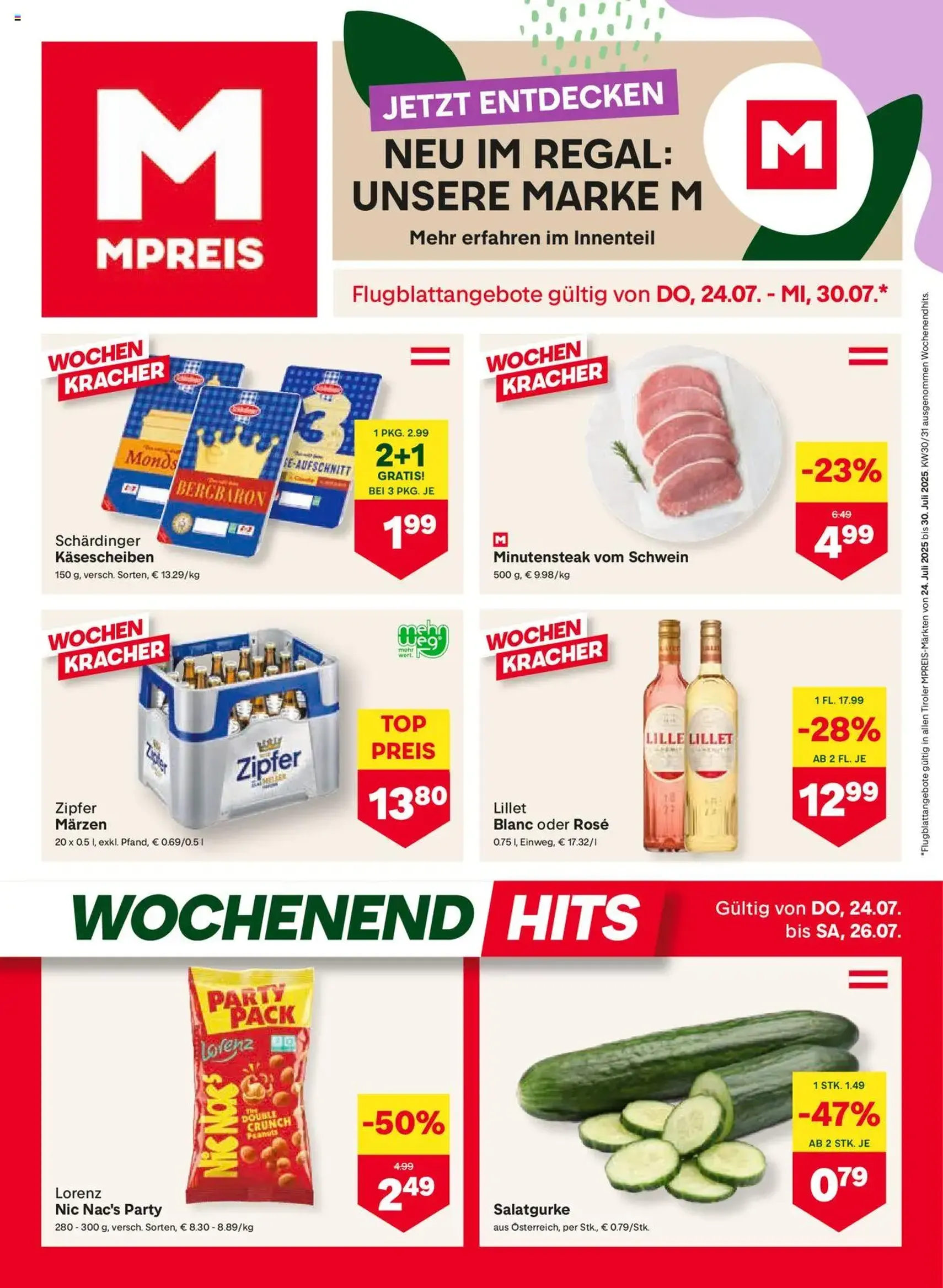 MPREIS Flugblatt - Gültiger Prospekt ab 24.07.2025, Seite 1 von insgesamt 12