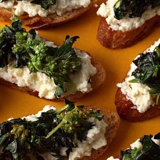 Recipe preview Ricotta Crostini with Sautéed Nettles