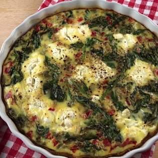 Recipe preview How to make a spinach and goat cheese quiche without pastry?