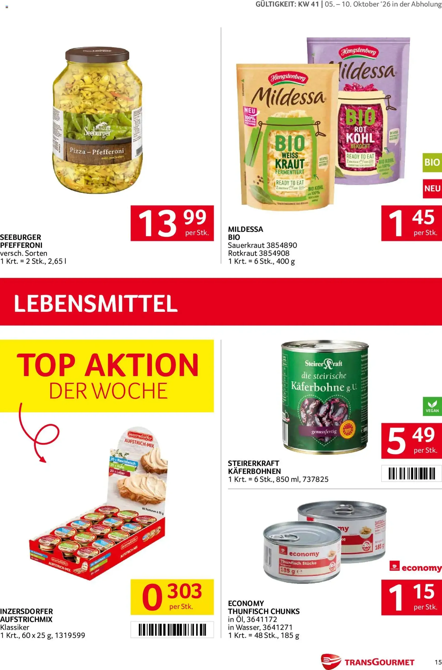 Transgourmet Flugblatt - Gültiger Prospekt ab 05.10.2026, Seite 15 von insgesamt 28