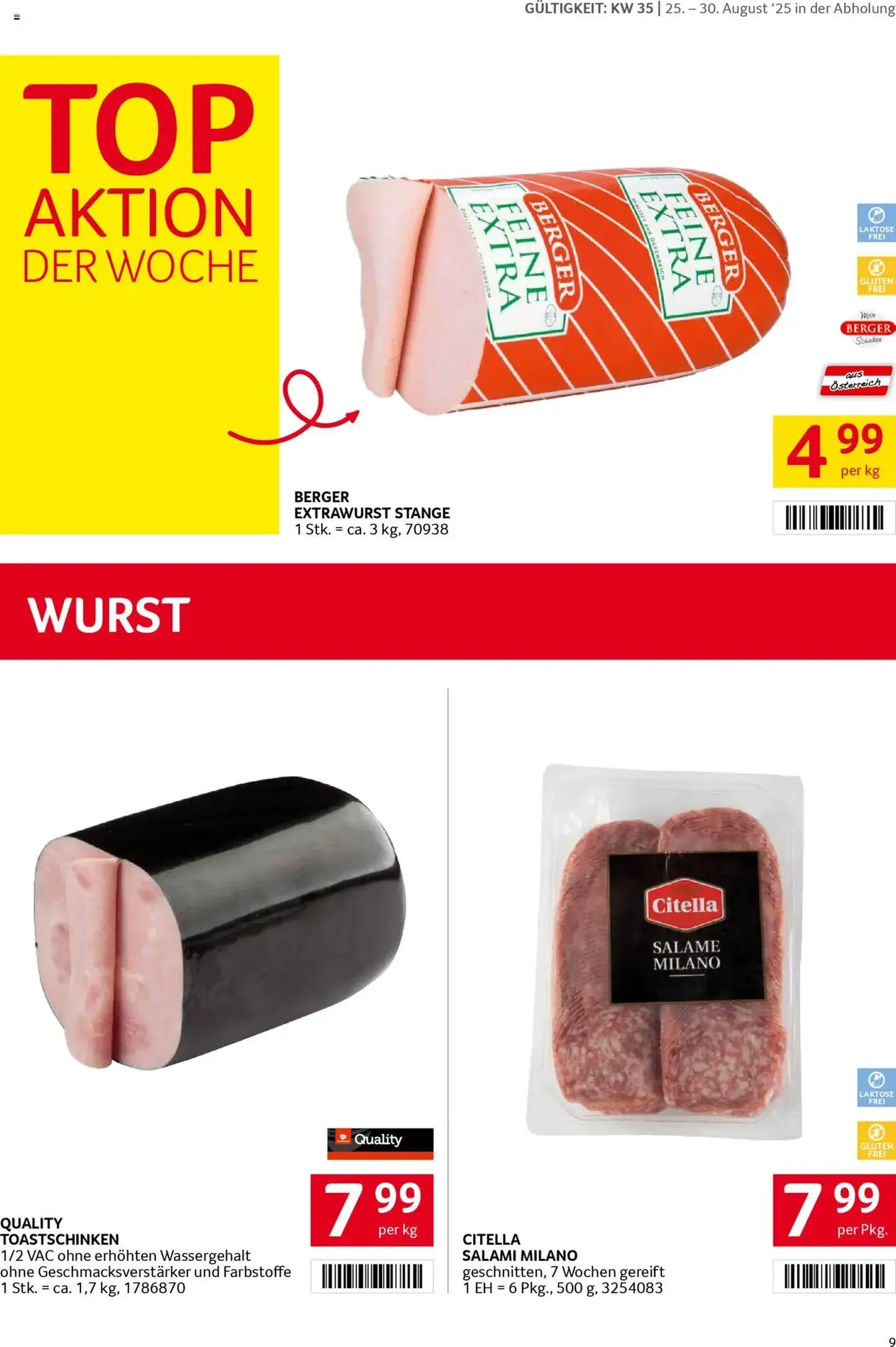 Transgourmet Flugblatt - Gültiger Prospekt ab 24.08.2025, Seite 9 von insgesamt 28 Transgourmet Flugblatt - Gültiger Prospekt ab 24.08.2025, Seite 9 von insgesamt 28