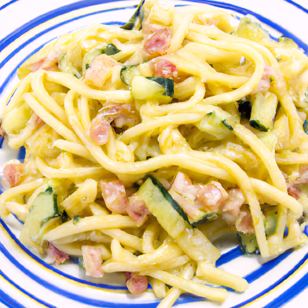 Trofie con crema di zucchine e pancetta