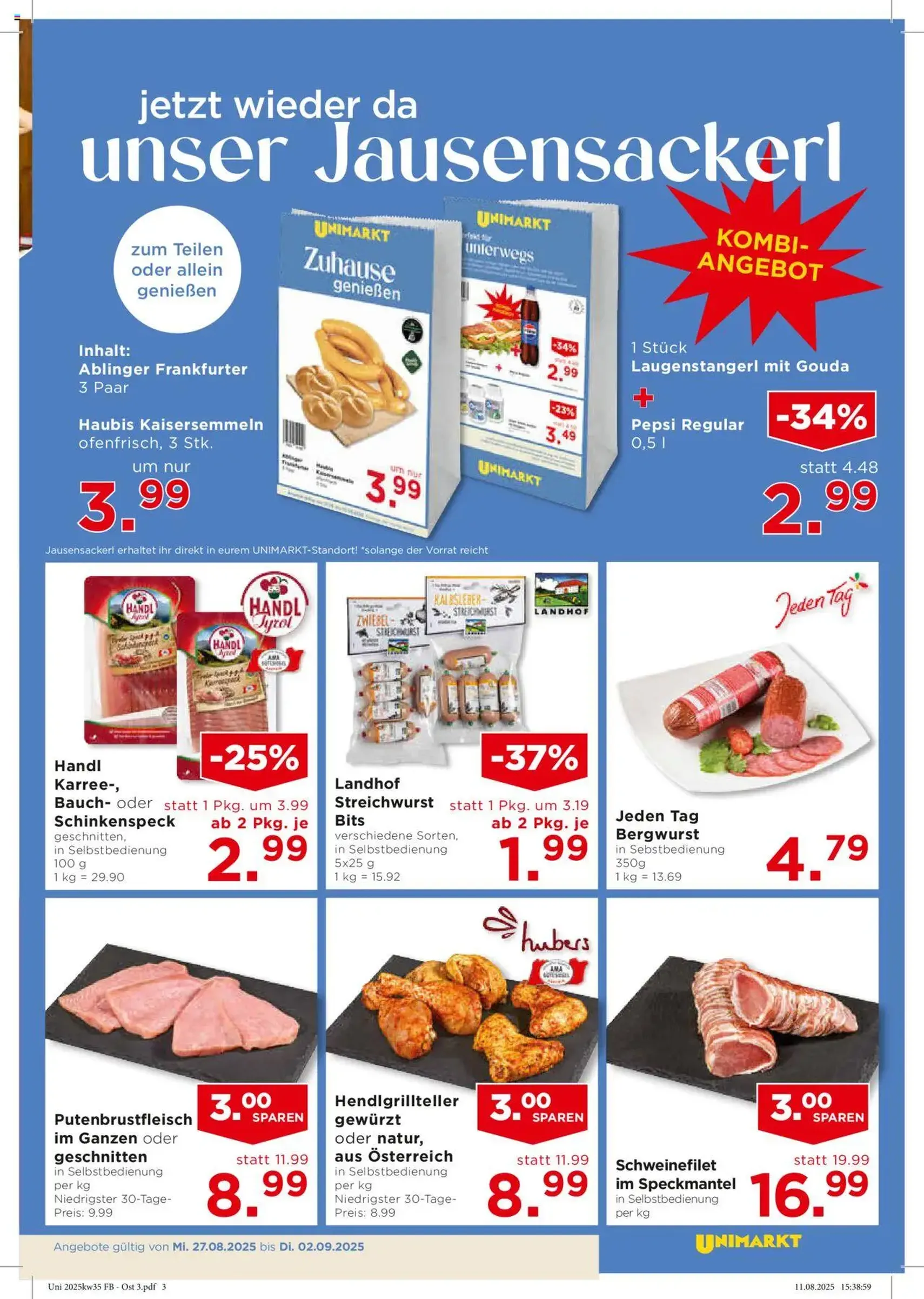 Unimarkt Flugblatt - Gültiger Prospekt ab 27.08.2025, Seite 3 von insgesamt 12