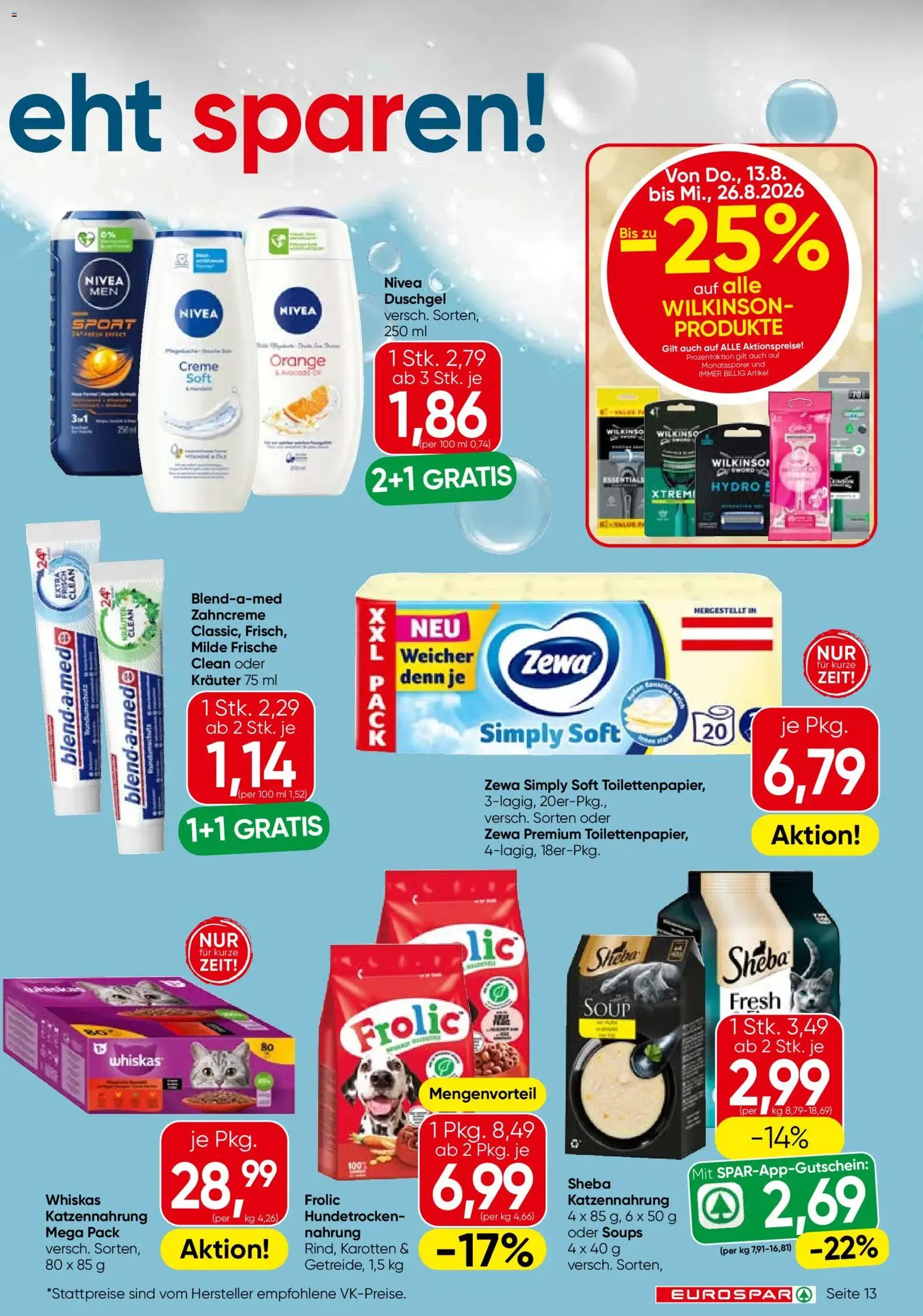 Eurospar Flugblatt - Gültiger Prospekt ab 13.08.2026, Seite 13 von insgesamt 16